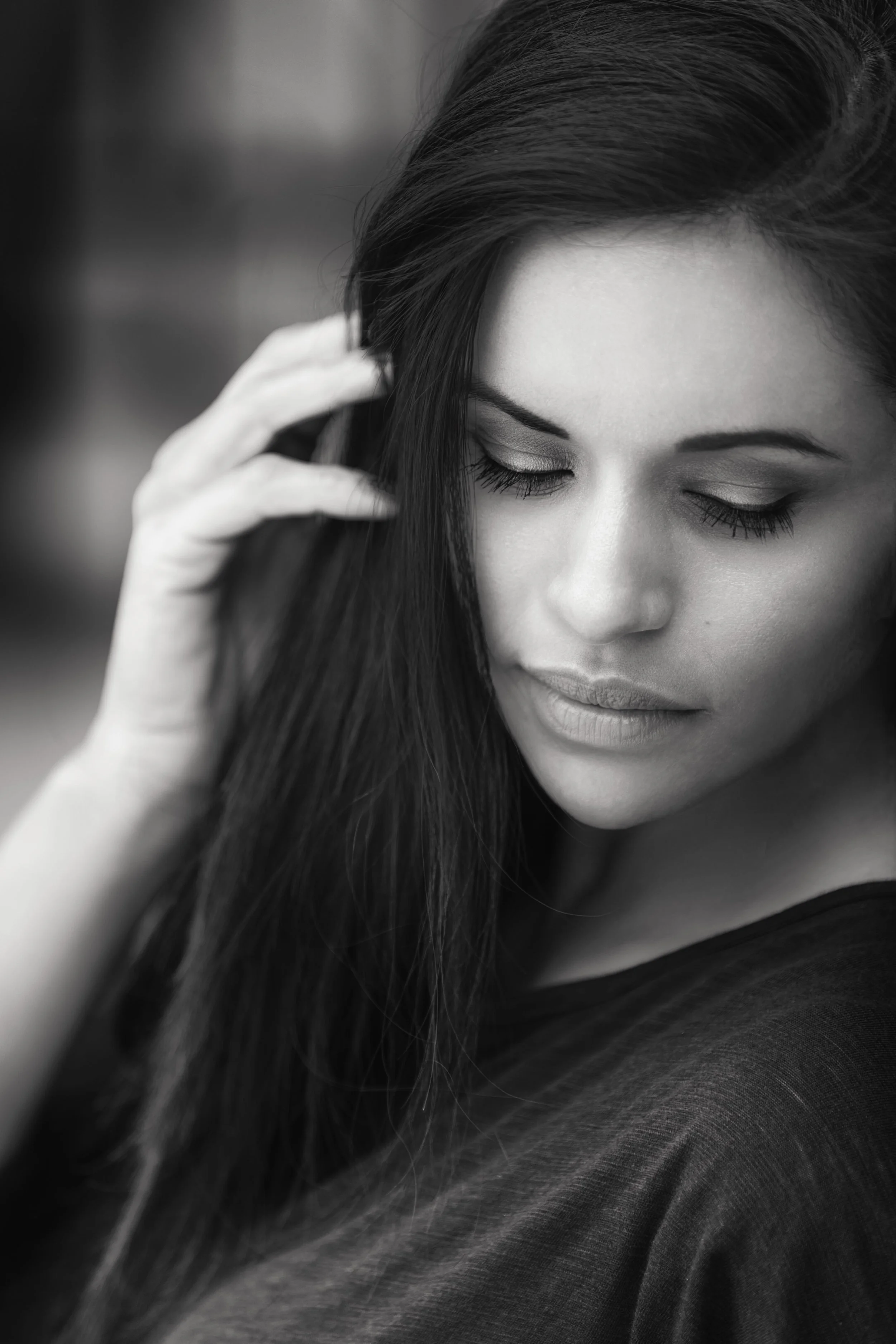 Emotive Black and White Close-Up Portrait