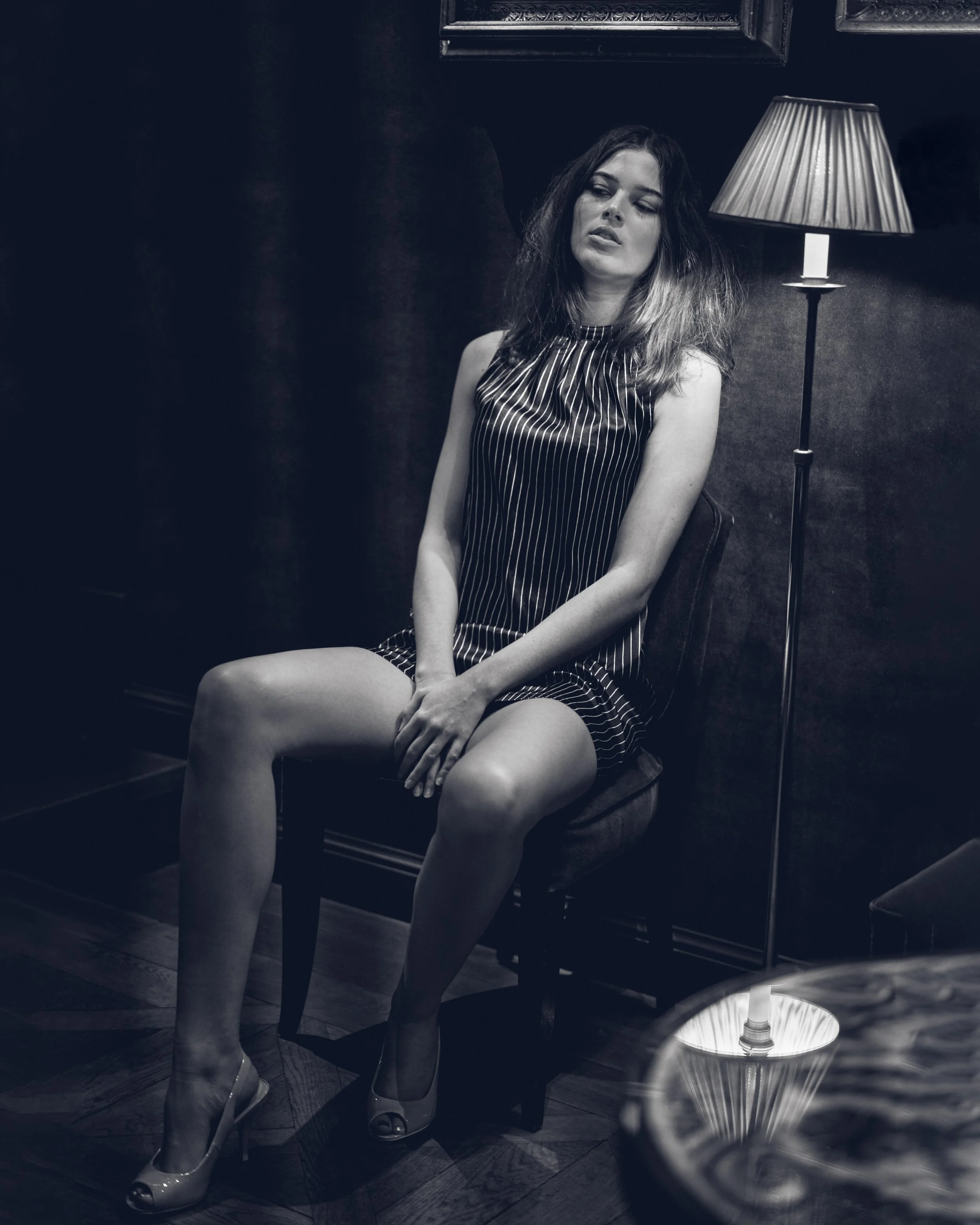 Moody Black-and-White Portrait in Fine Art Editorial Style