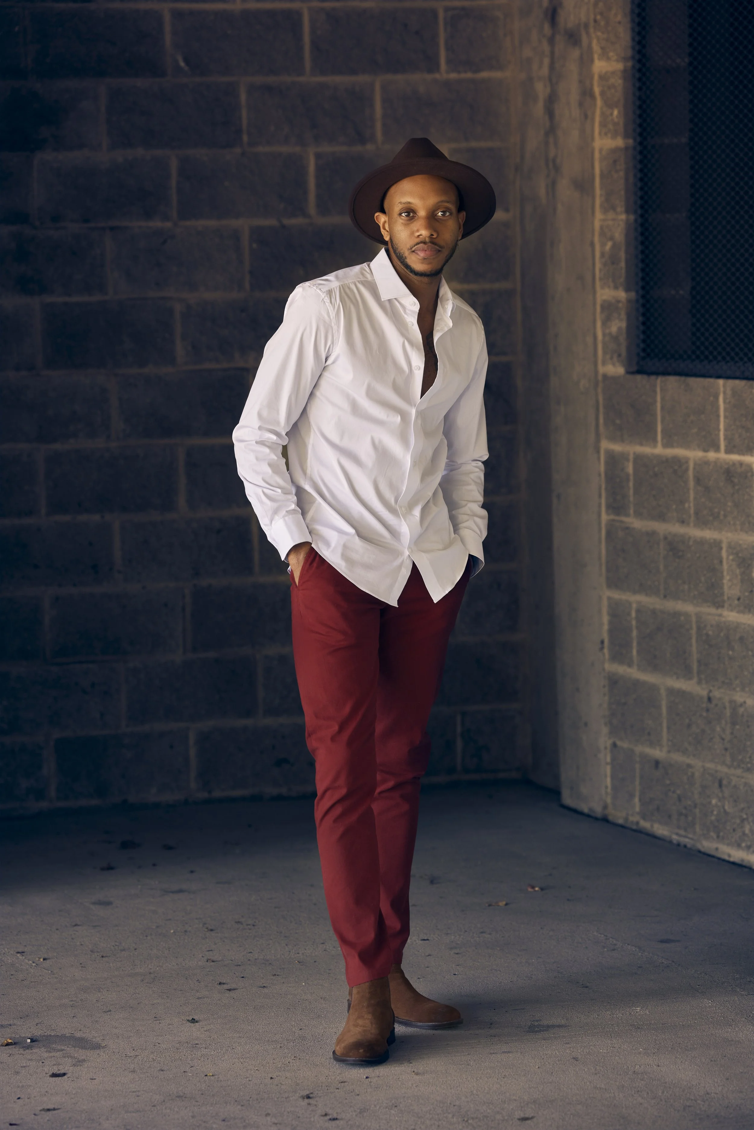 Men’s Fashion Portrait with Brick Wall Backdrop