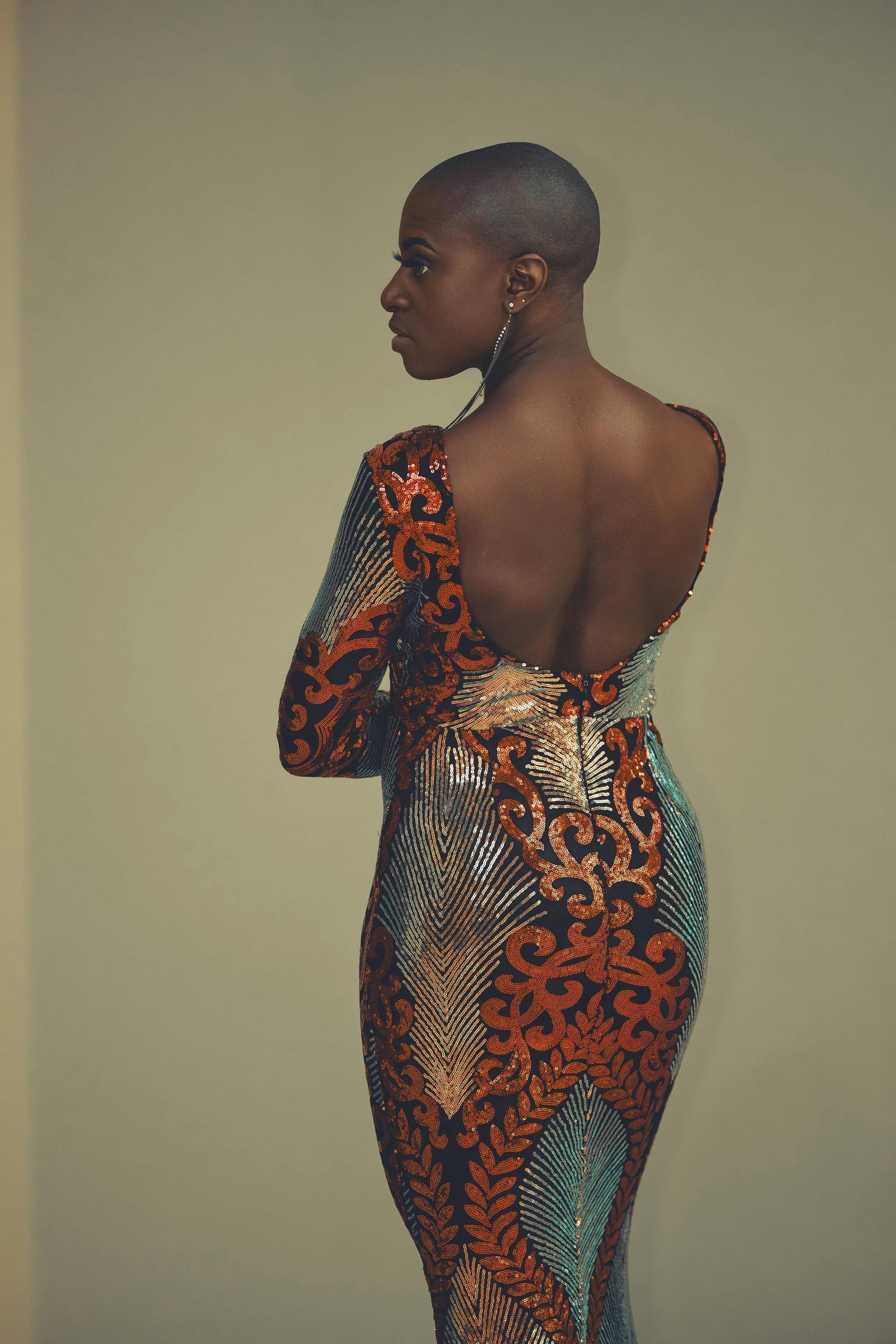 Backless Sequined Gown Fashion Portrait in Fine Art Style
