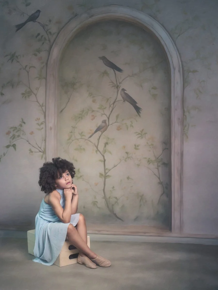 Fine Art Children’s Portrait with Dreamy Painted Backdrop