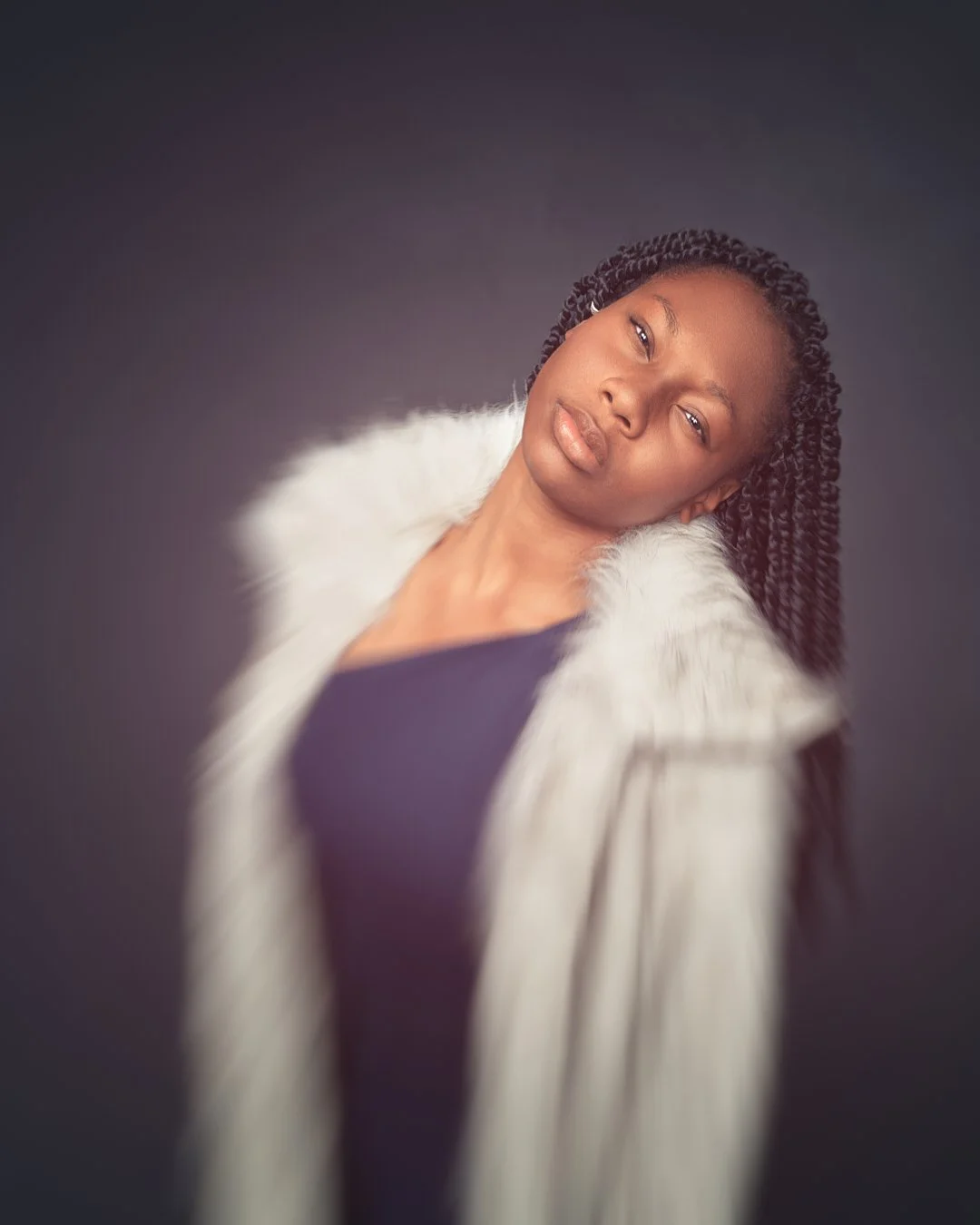 Fine Art Portrait with Soft Focus and Fur Coat Styling