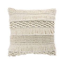 CREAM + BLACK FRINGE CUSHION $10