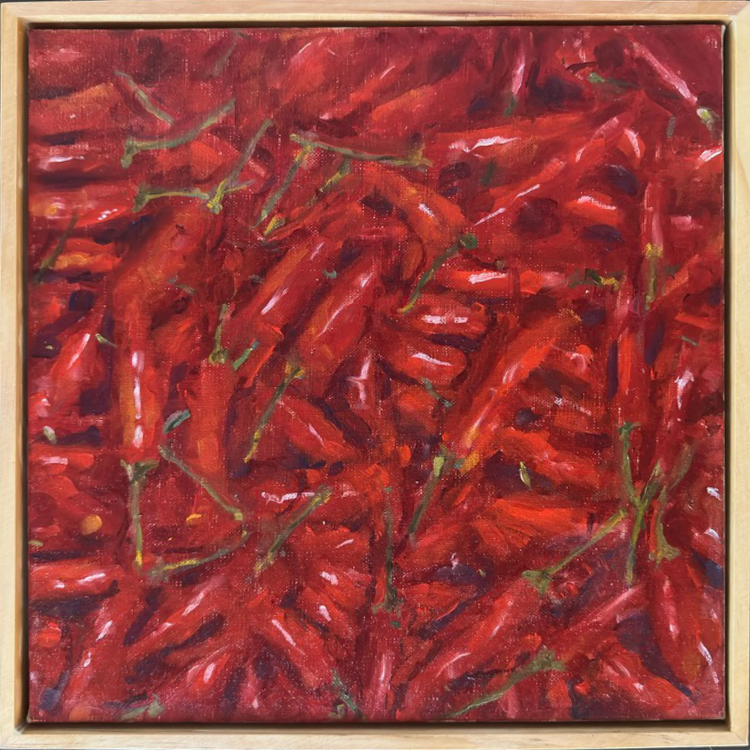 Red Square, Oil on Linen,Floating Frame 300x300mm $800