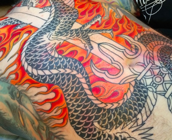 In-progress tattoo by Chris O'Donnell 2015