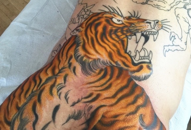 In-progress tattoo by Chris O'Donnell 2015