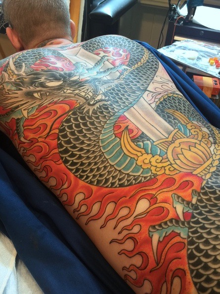 In-progress tattoo by Chris O'Donnell 2016