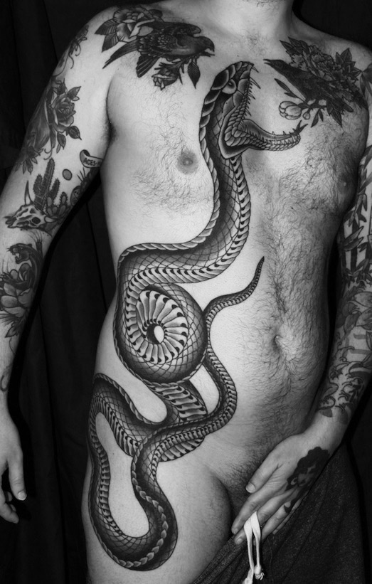 Hanya Mask and Snake Rib Piece  Remington Tattoo Parlor
