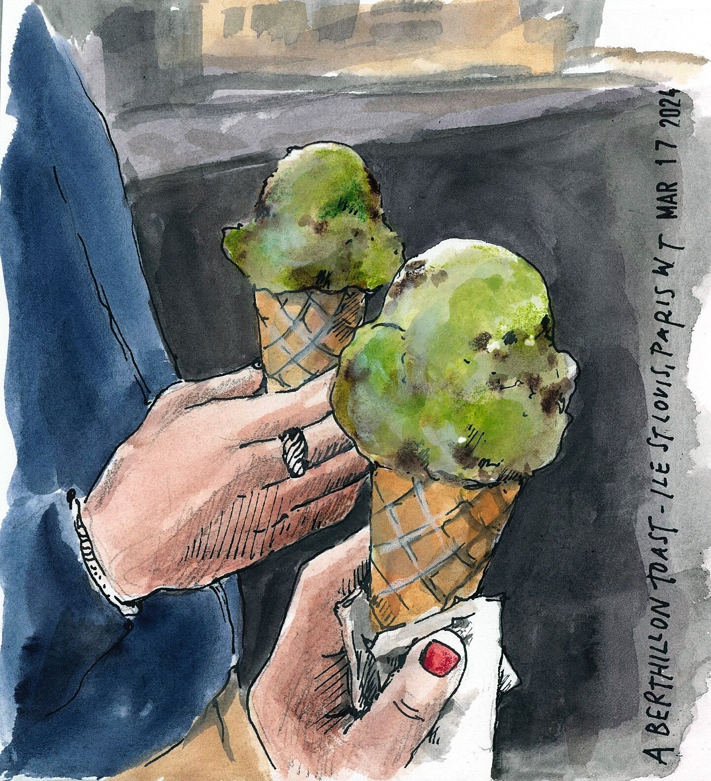 A Parisian ice cream toast #berthillon #drawyourday #drawyourworld #drawyourdayswithsdb