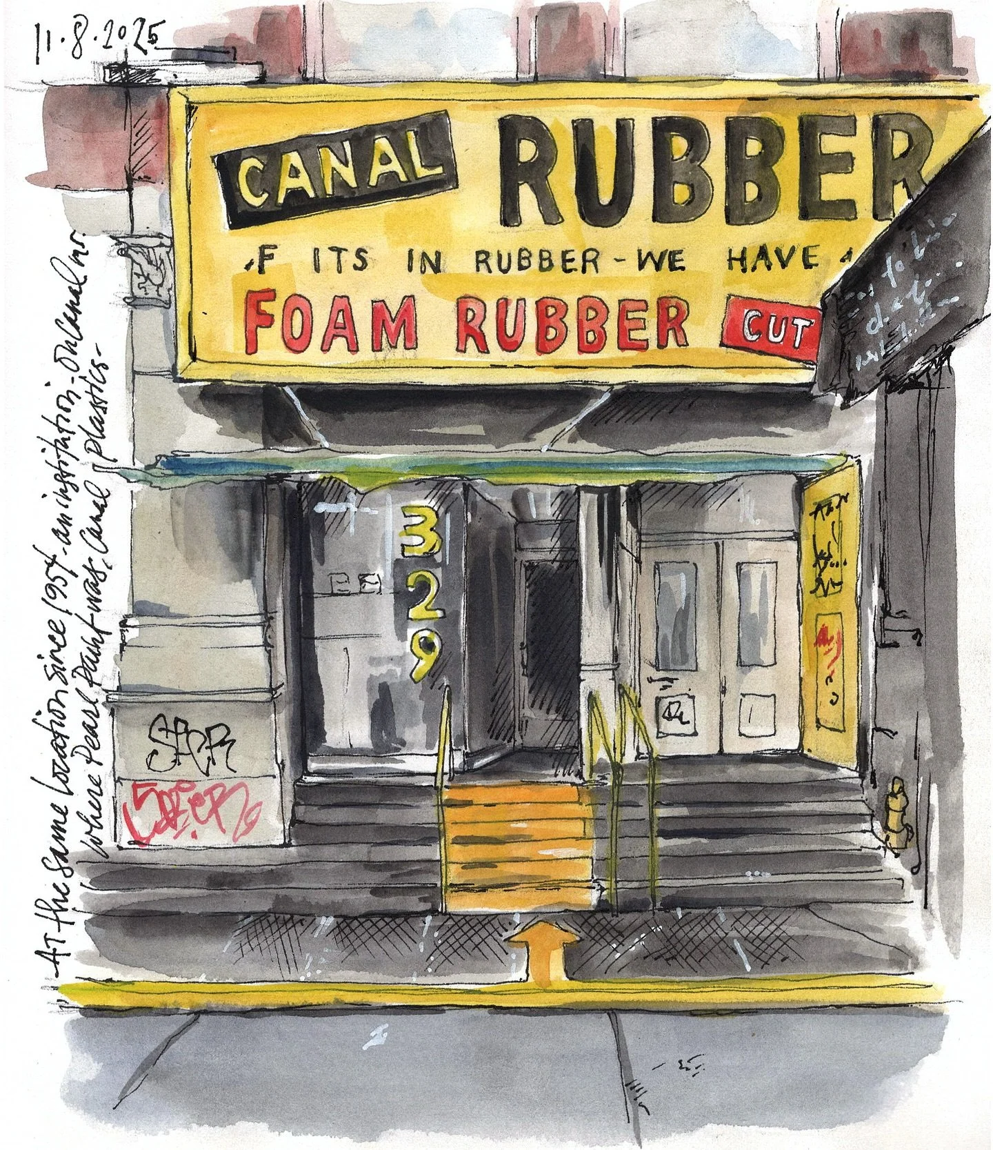 One of my favorite classic shopfronts on Canal Street. I&rsquo;ve walked by it for years but never gone inside. After finally drawing it the other day (though my reference photo from my camera roll is from 2019, and it looks like it&rsquo;s been clea