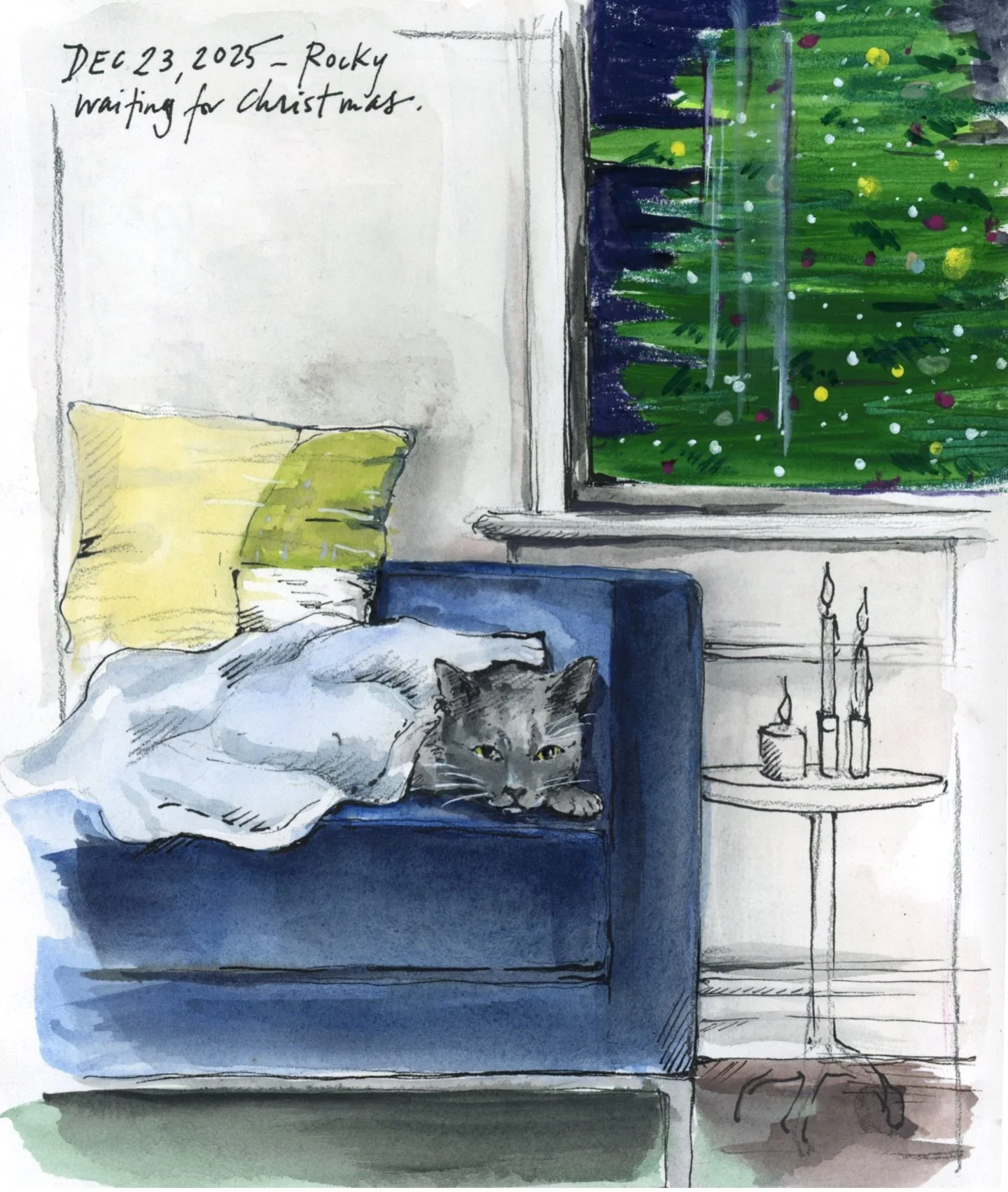 Miss Rocky waiting for Christmas  #drawyourworld #drawyourday #drawyouradventures