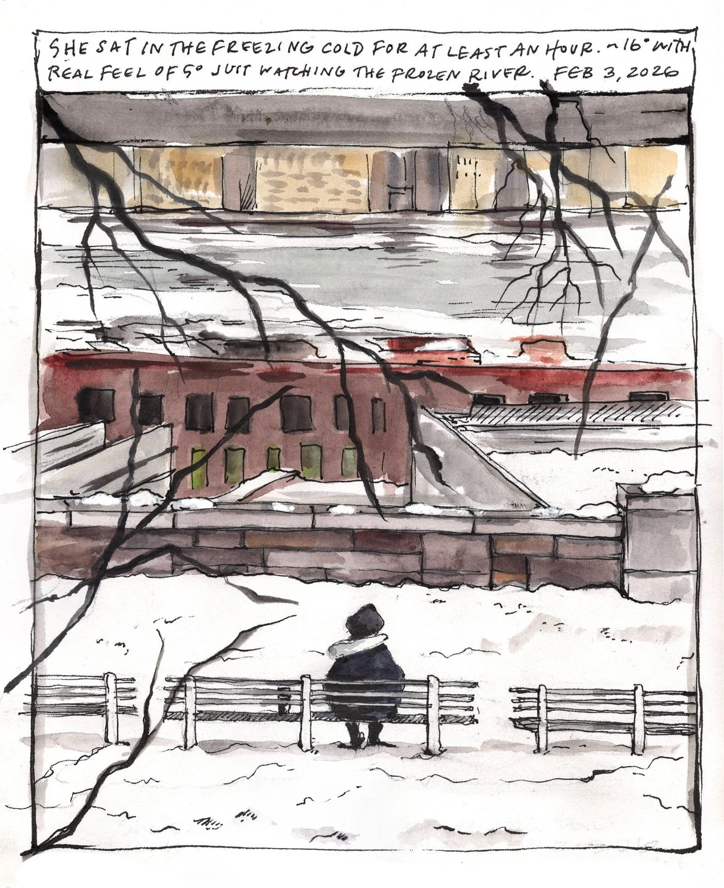 Outside of our window we see the East River and, in the distance, Lower Manhattan. It&rsquo;s a view that we are so grateful for. We also see a little sitting area. Early this morning my husband pointed out a woman sitting alone on a bench in the fre