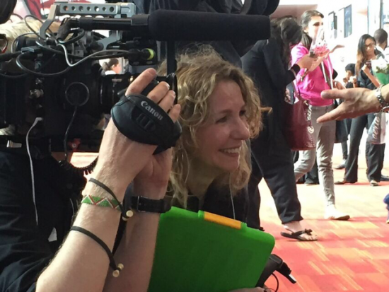Catherine Tambini on set