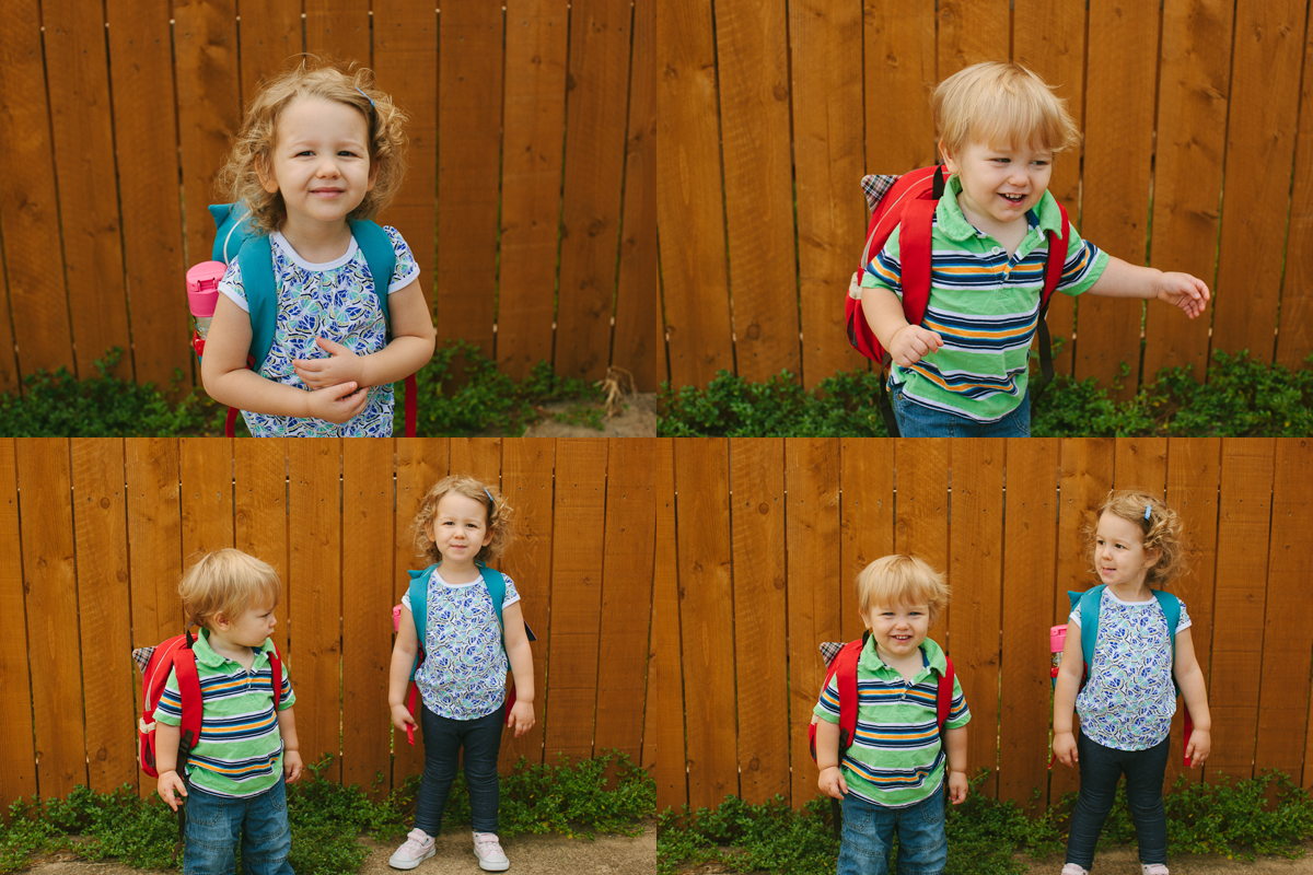 Chubby Easton in a backpack and Eisley's short curls...be still my heart. August 2012.
