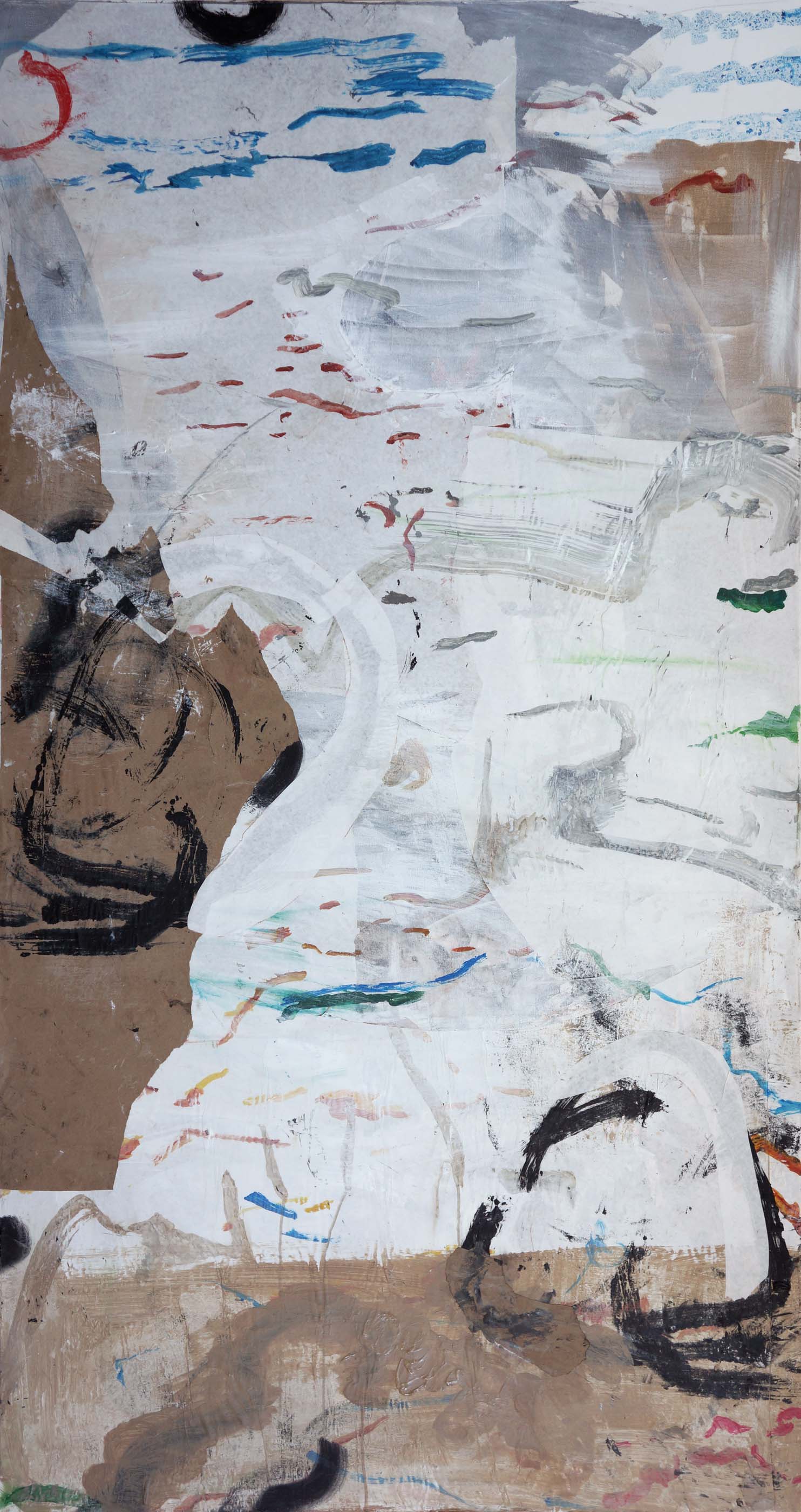 emptier 1/3/13 72x38" acrylic & collaged paper on canvas
