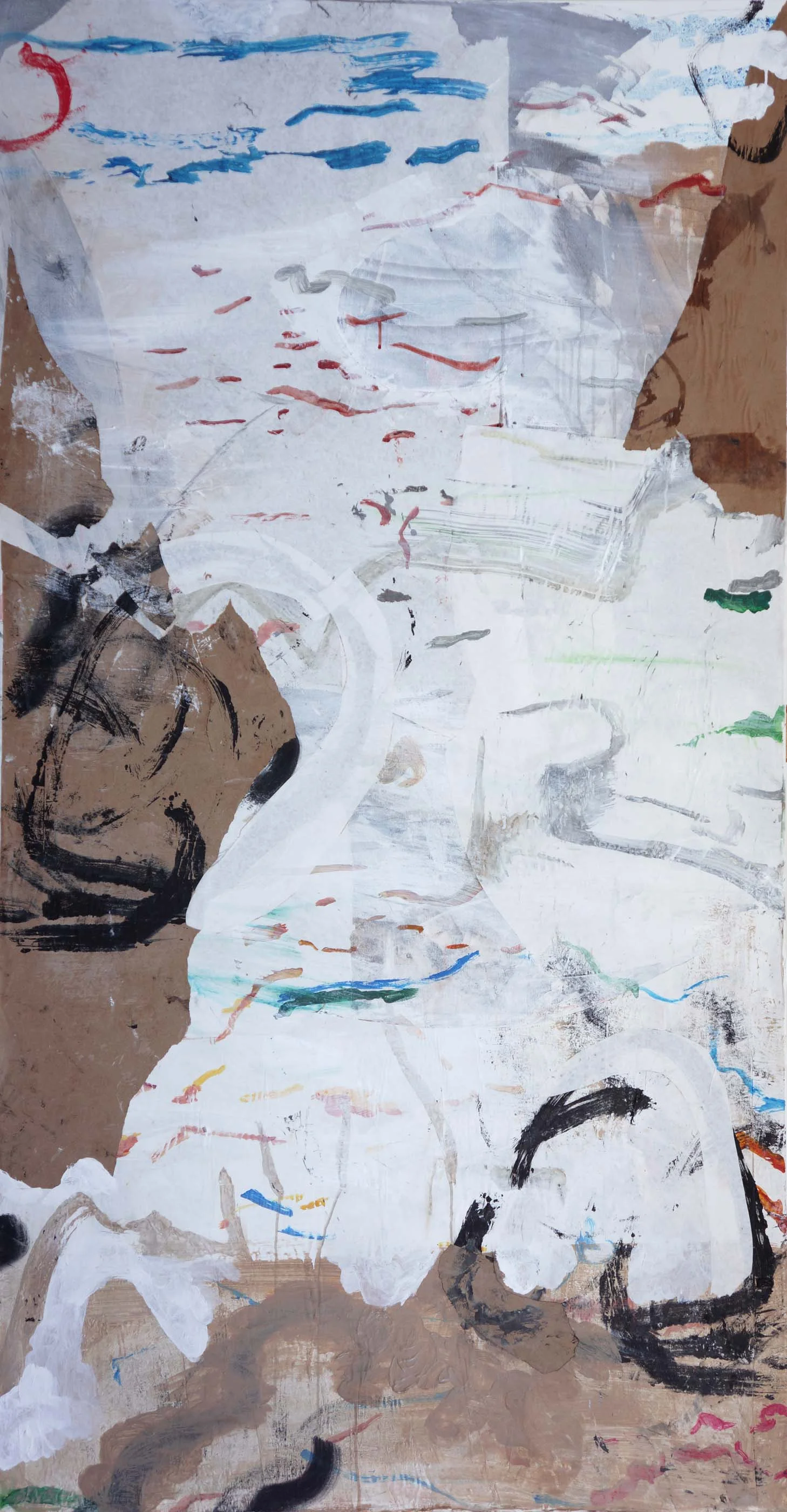 emptier 1/4/13 72x38" acrylic & collaged paper on canvas