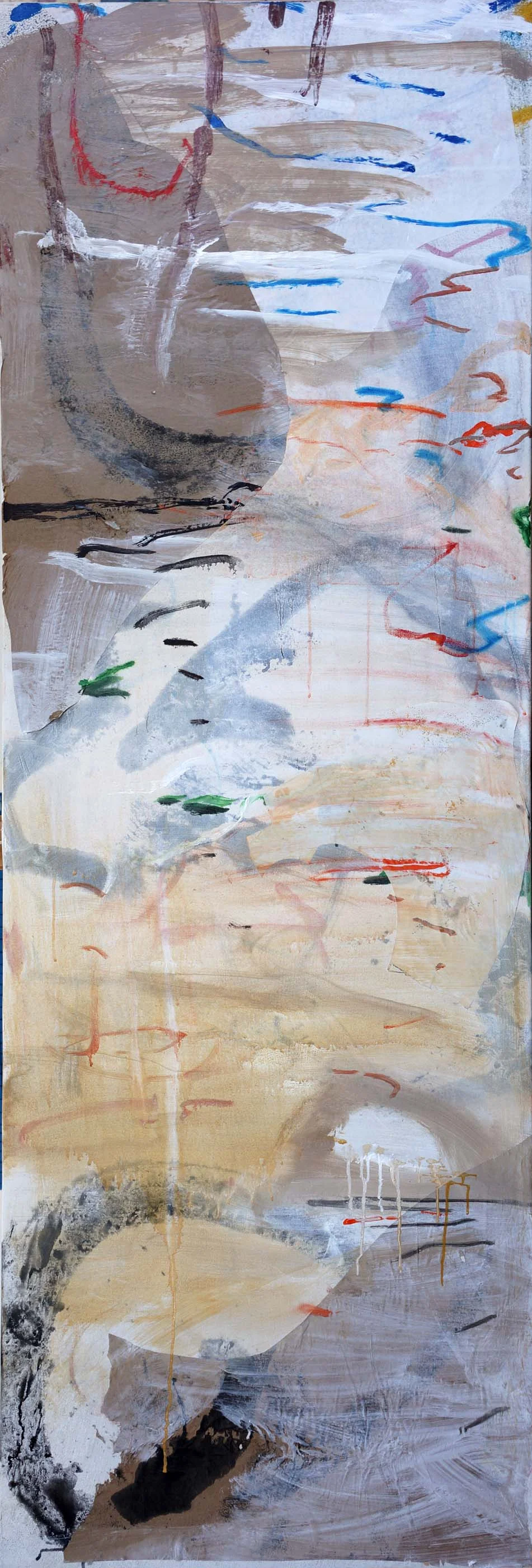 stage 1: autumn creek 78x25.5" acrylic & collaged paper on canvas