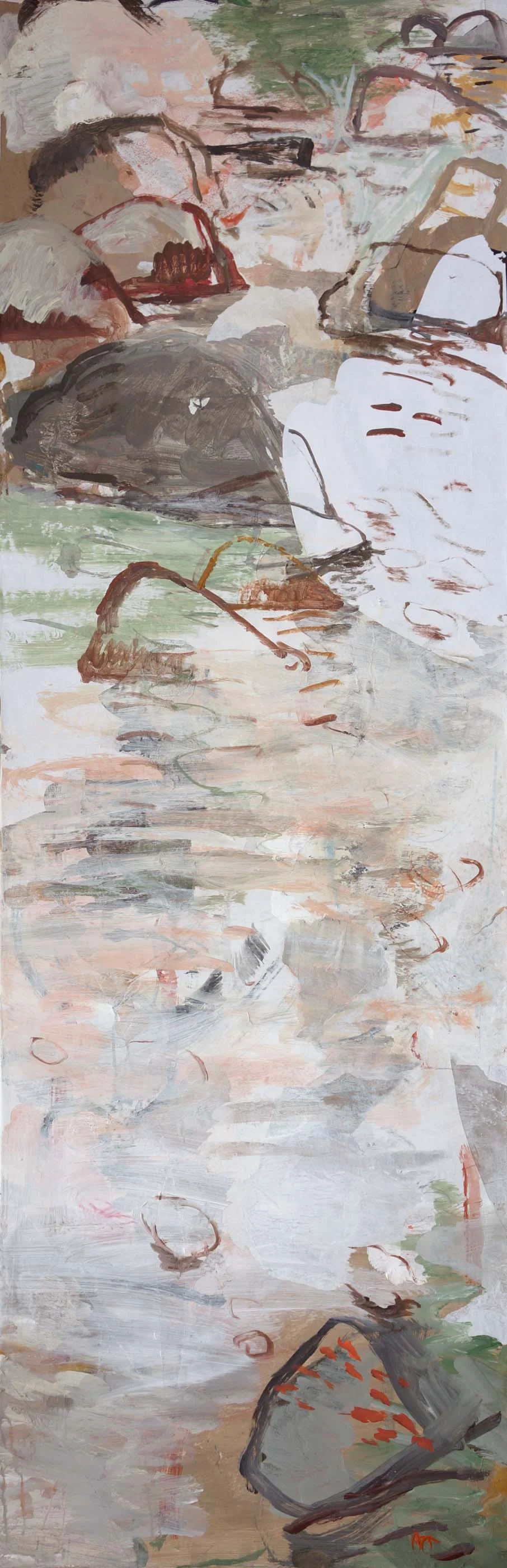 autumn creek as it looked jan. 10th 72x38" acrylic & collaged paper on canvas