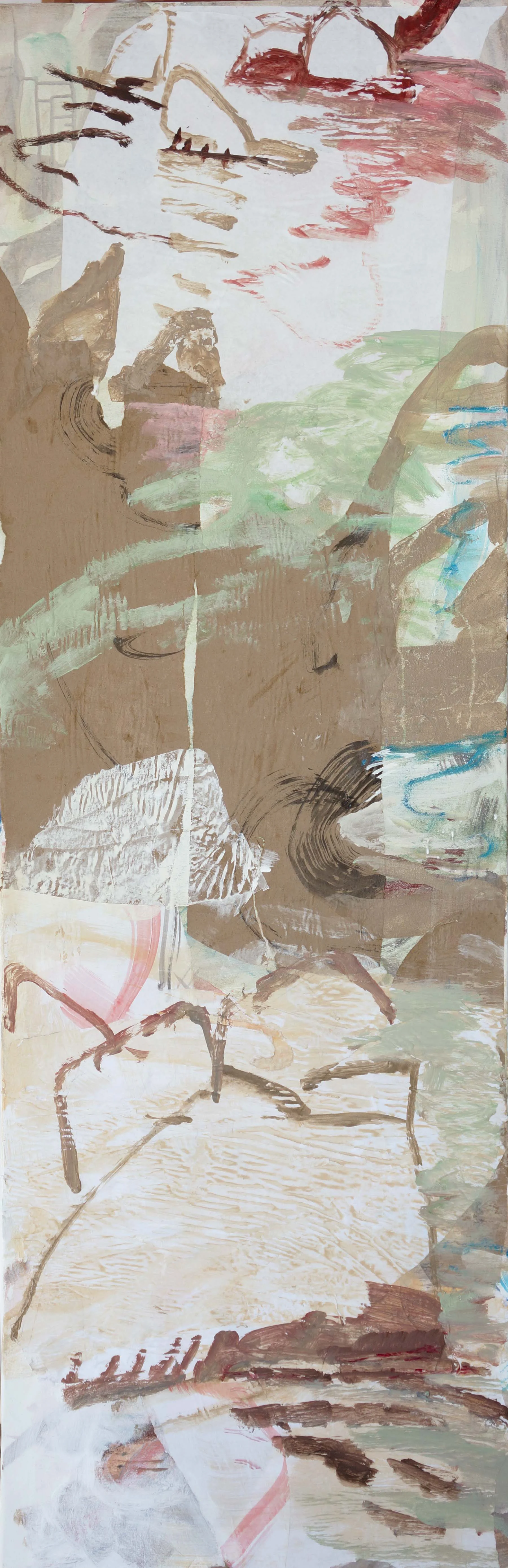tang creek 78x25" acrylic & collaged paper on canvas