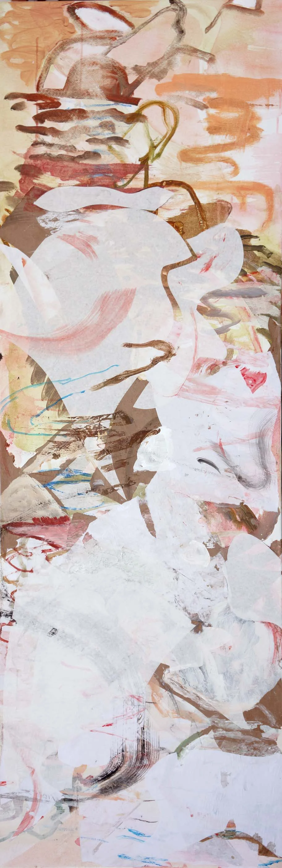 song creek 78x26 acrylic & collaged paper on canvas
