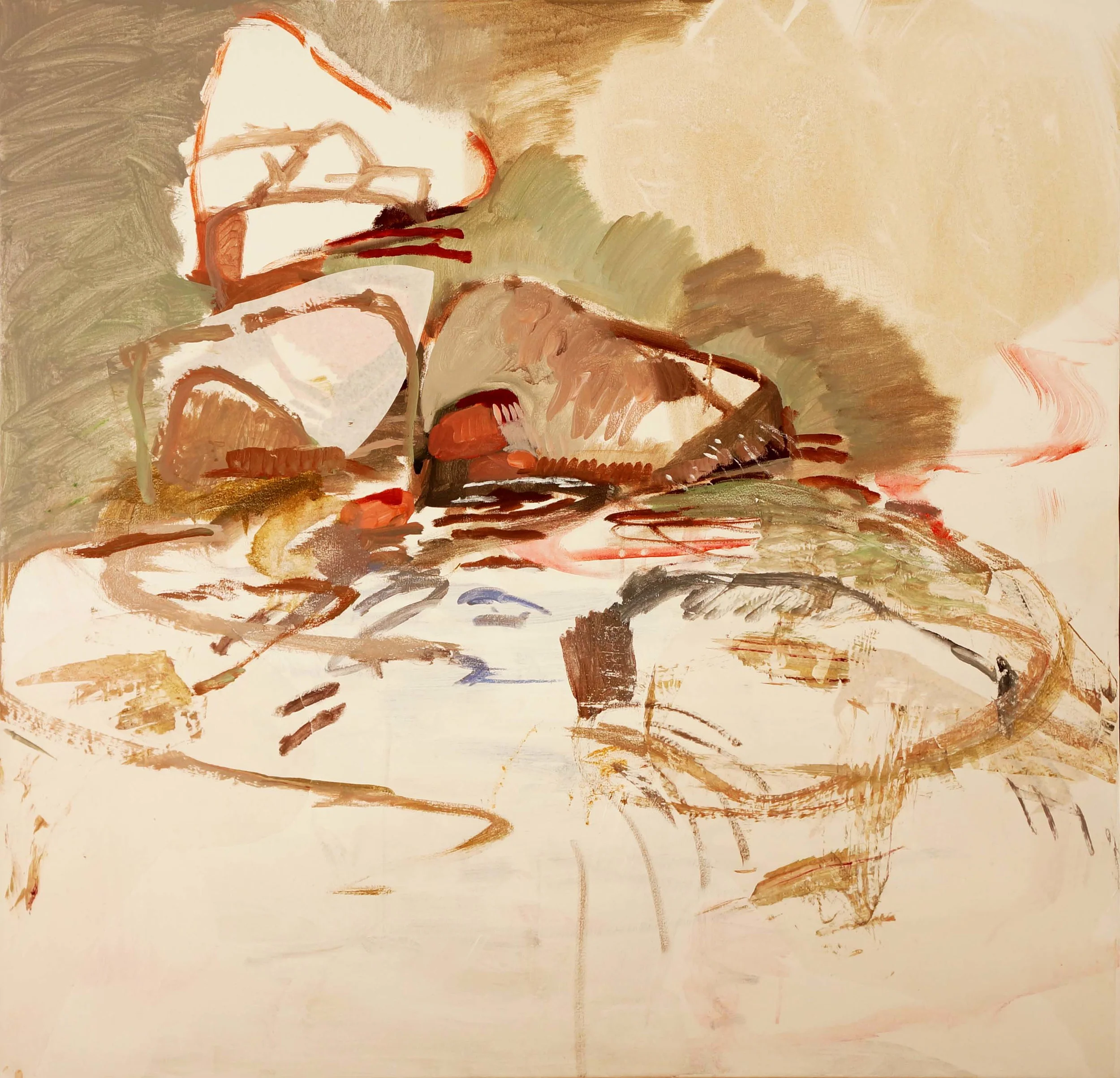3/11/13 version: huang creek 48x48" acrylic & collaged paper on canvas