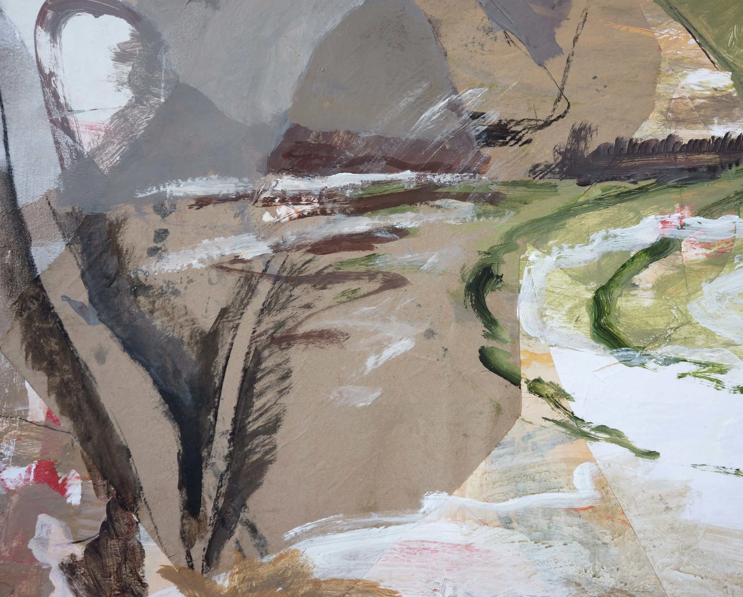 rocky creek 2013 (detail) 72x38" acrylic & collaged paper on canvas