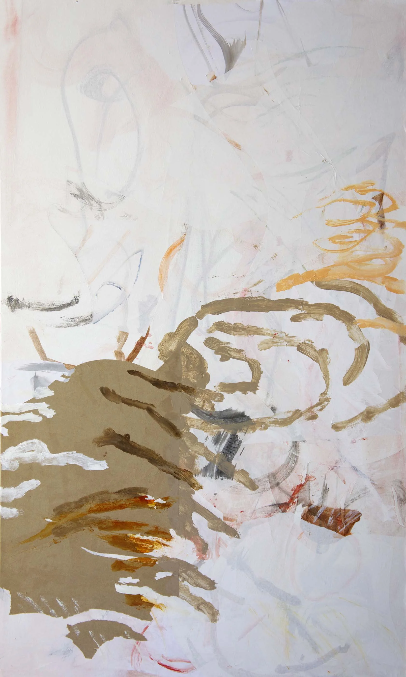 mengfu creek 78x48" acrylic & collaged paper on canvas