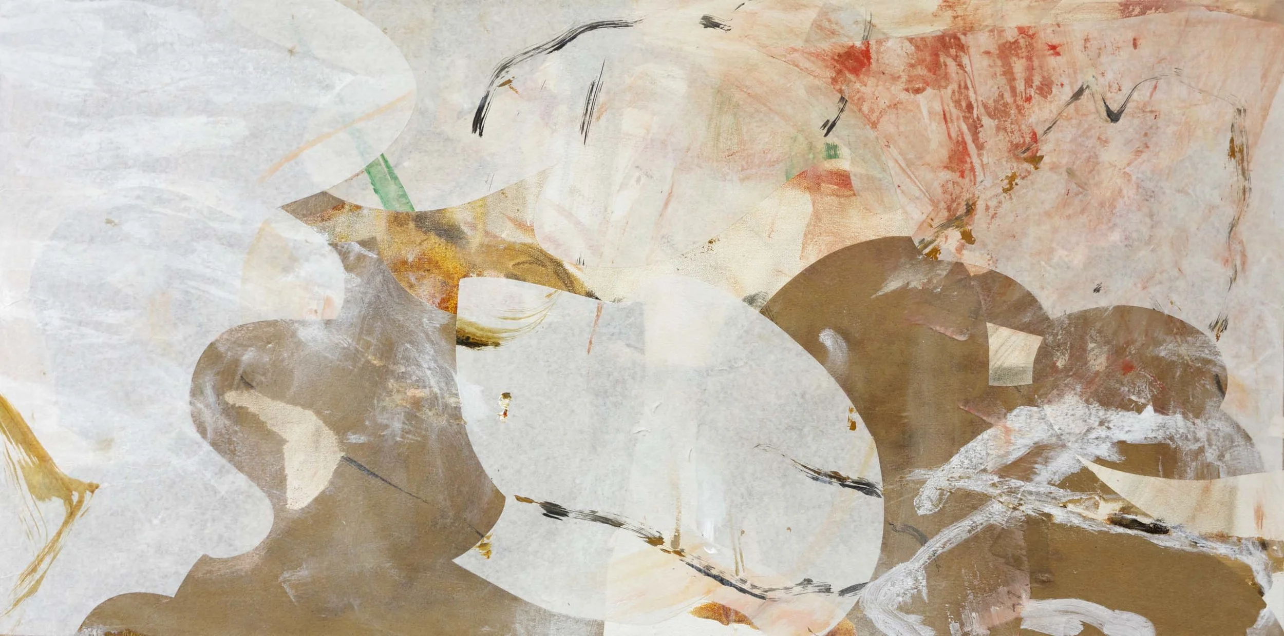 DAY 1, stage 2 longmo creek II 24x48" acrylic & collaged paper on canvas 