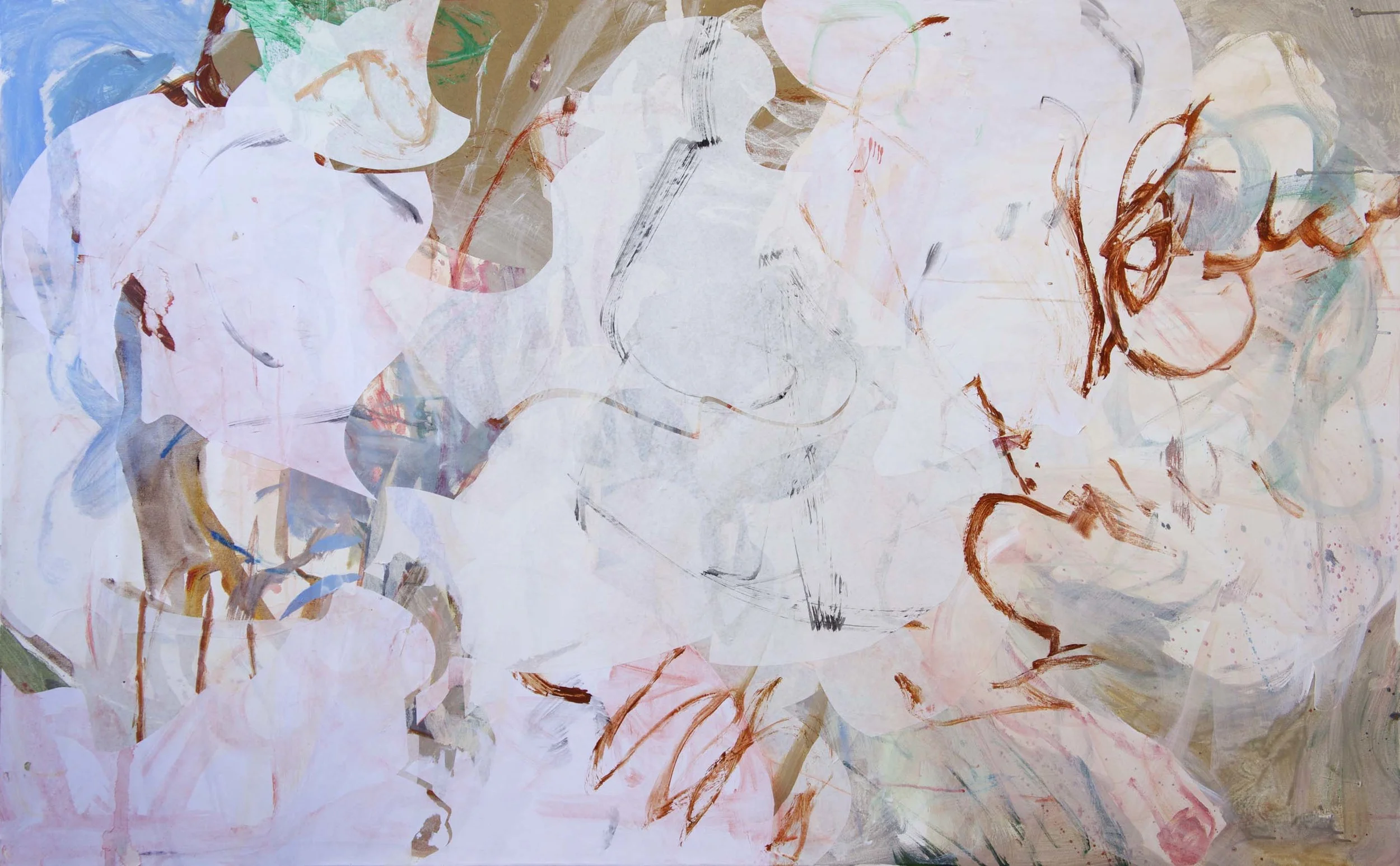 xia creek 48x78" acrylic & collaged paper on canvas