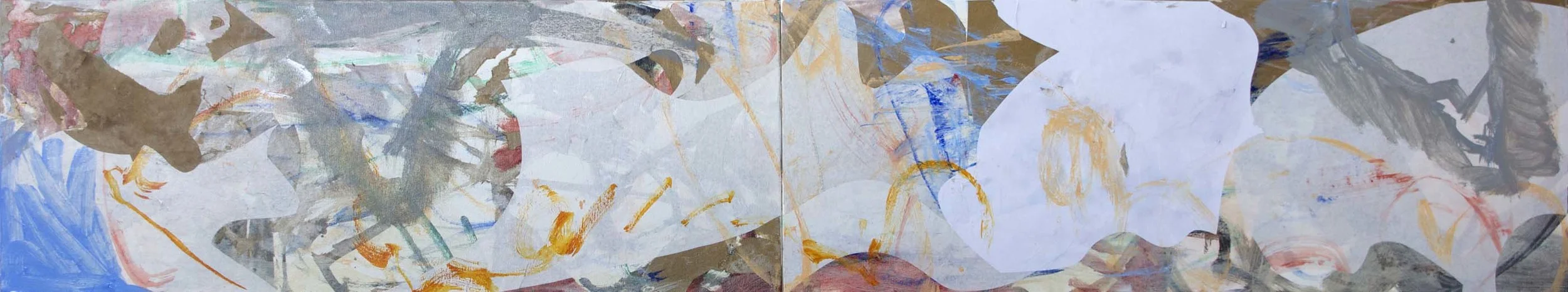 9/3/13 STAGE 3 wei creek 18x96" (2 canvases) acrylic & collaged paper on canvas