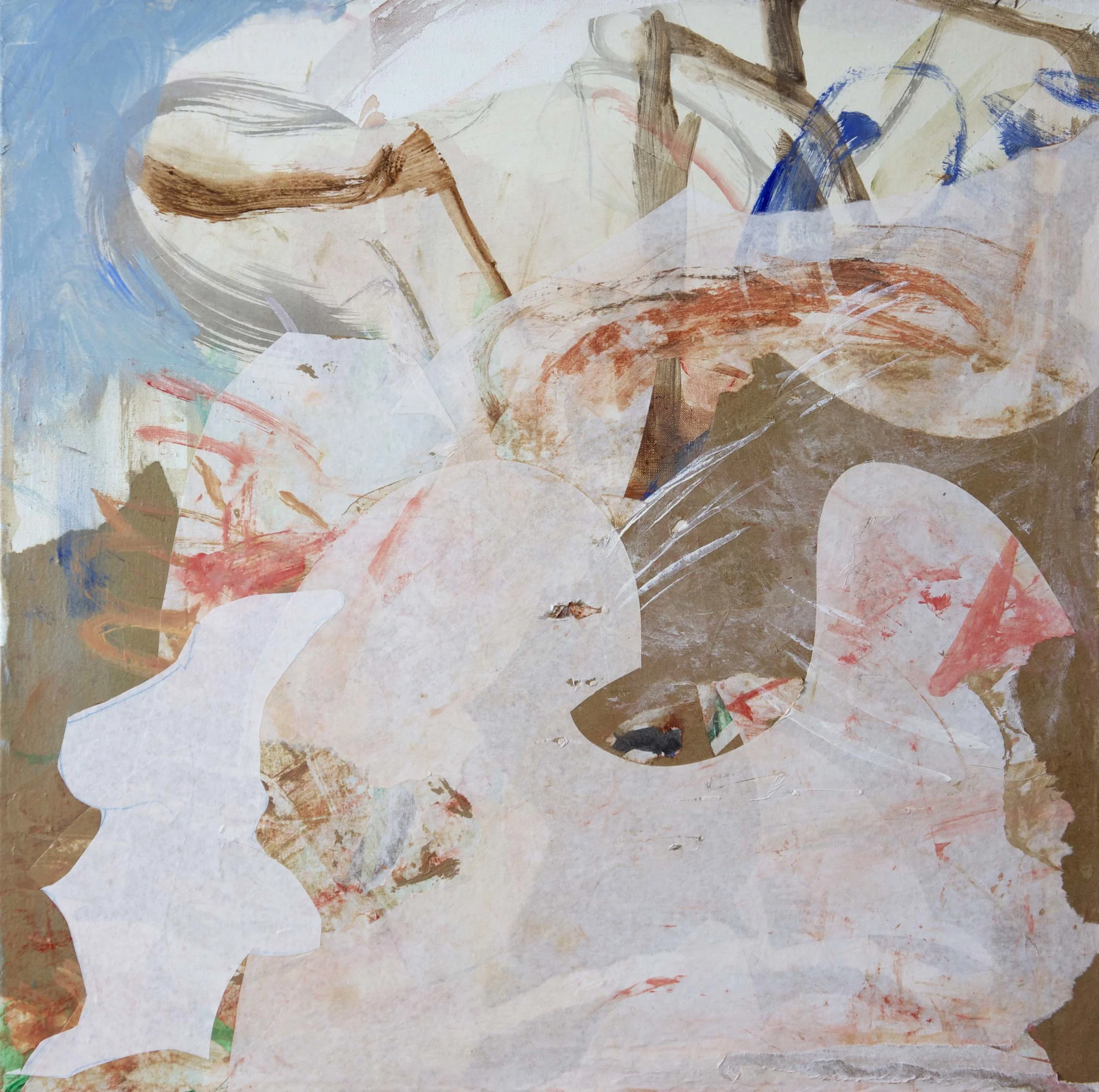 ciyu creek 25x25" acrylic & collaged paper on canvas