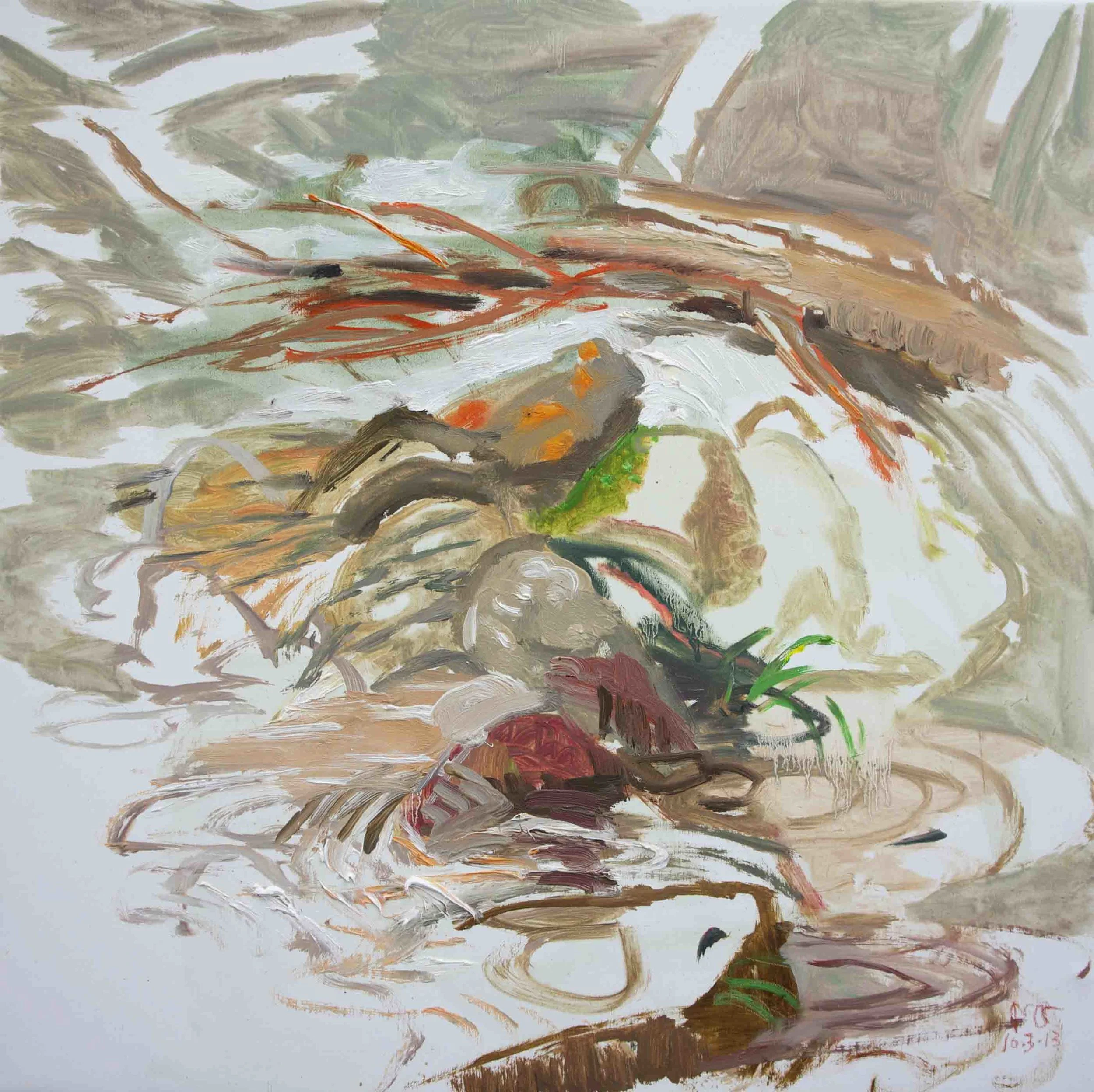 10/3/13 n. crestone creek 16x16" oil on linen