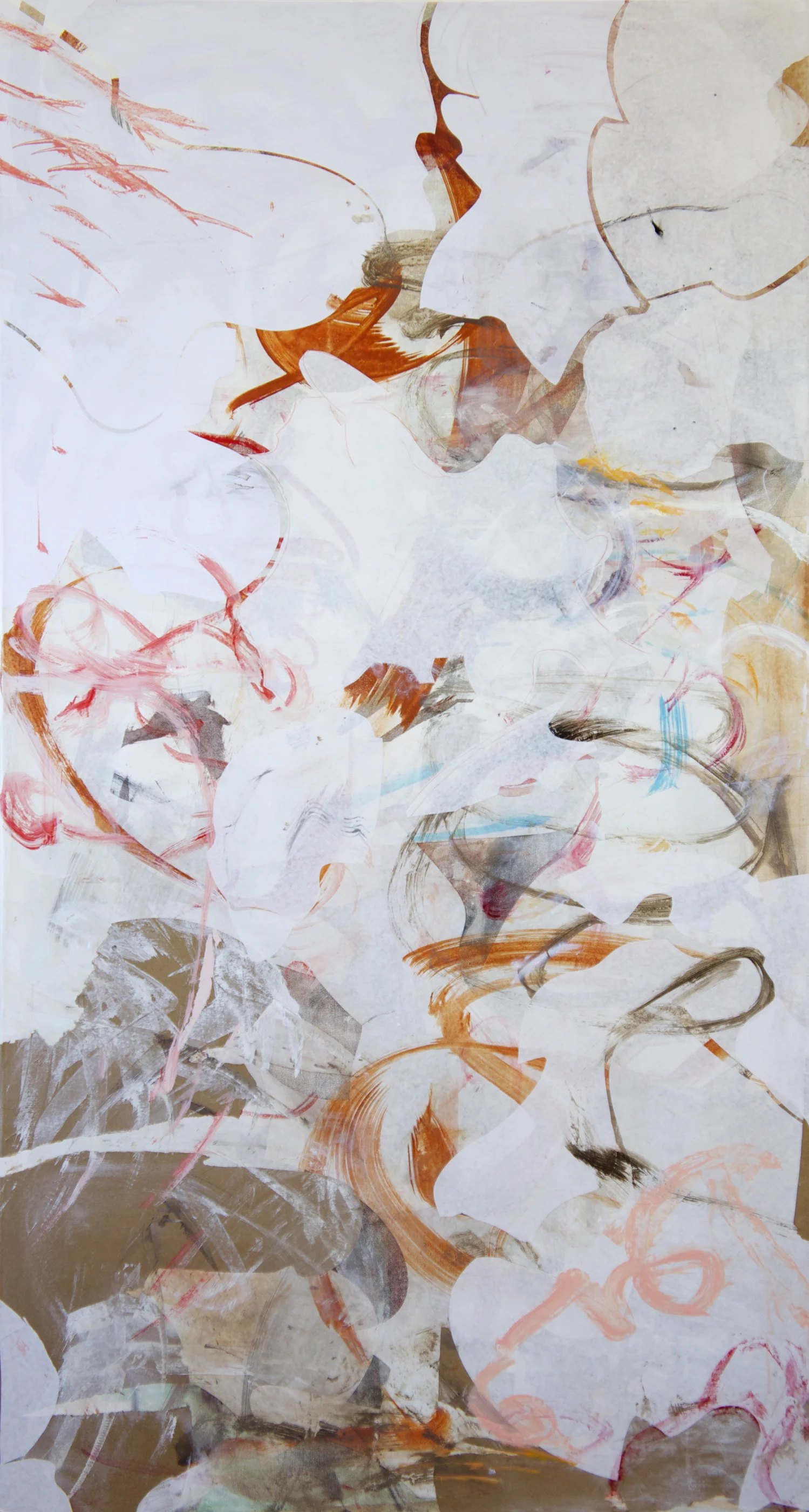 10/17/13 shi creek 72x38" acrylic & collaged paper on canvas