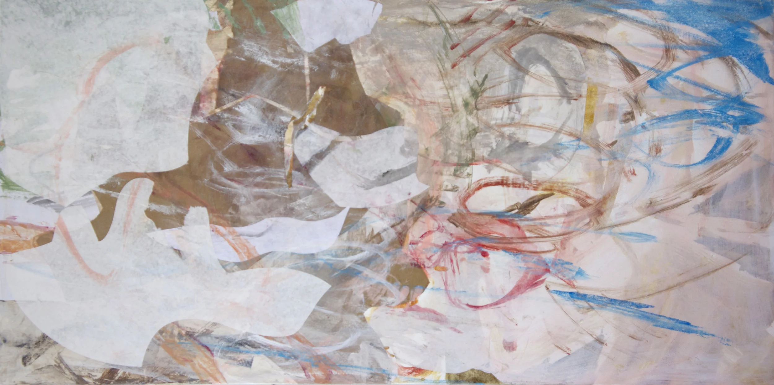 STAGE 2: LIN CREEK 24x48" acrylic & collaged paper on canvas