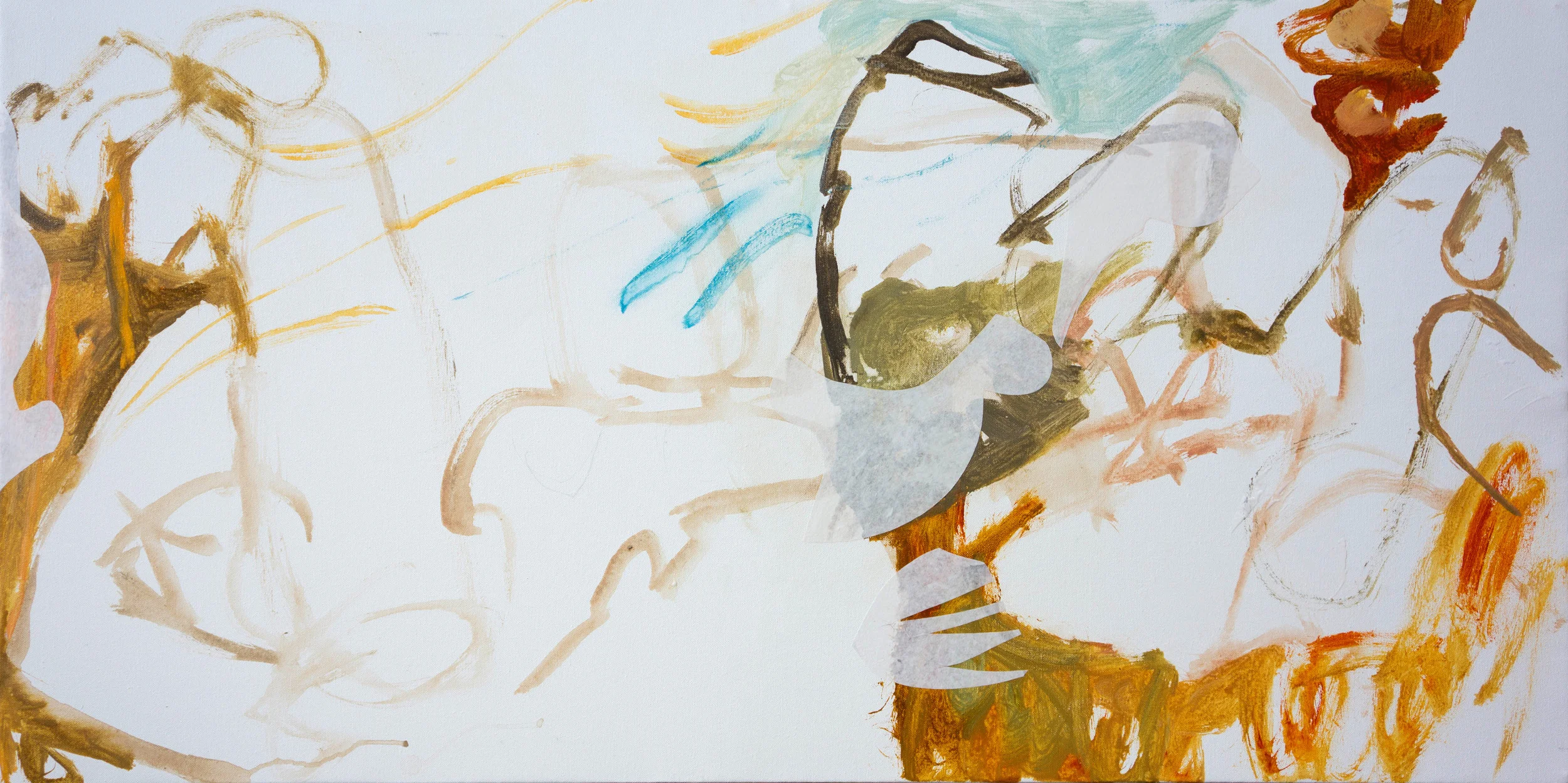 11/3/13 STAGE 1: hu creek 24x48" acrylic & collaged paper on canvas
