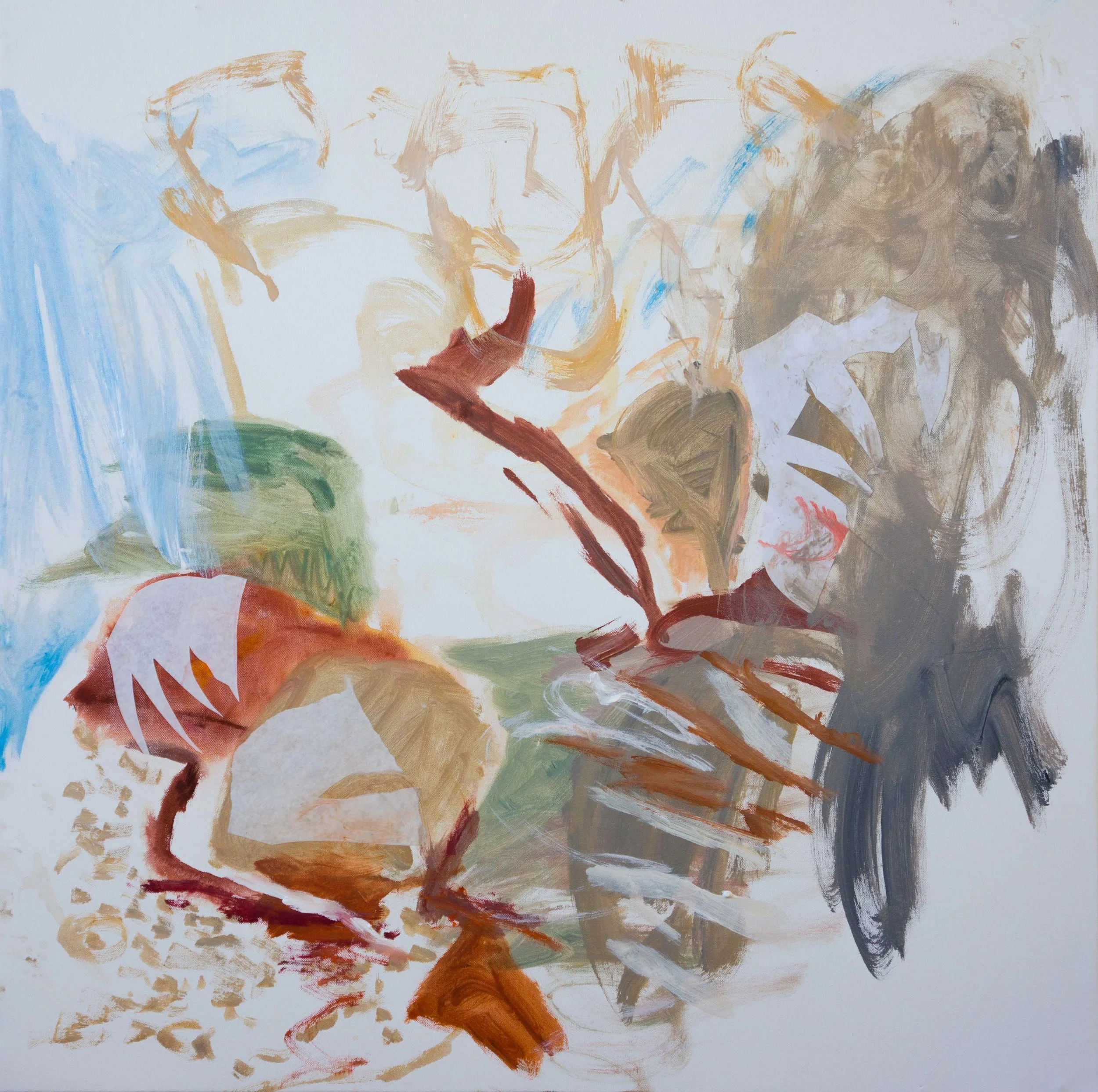 11/8/13 lia creek 38x38" acrylic & collaged paper on canvas