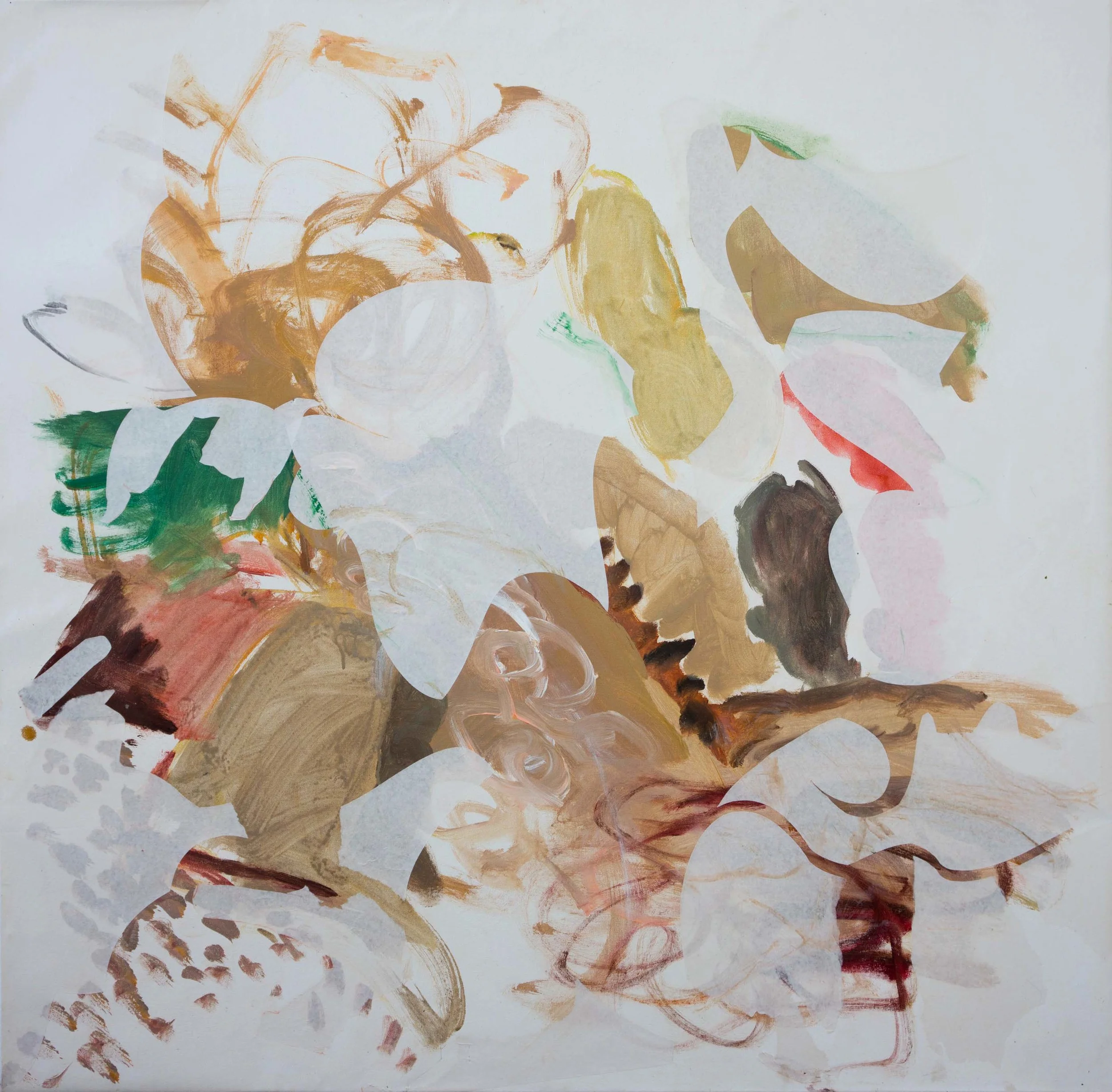 na fu creek &nbsp;48x50"oil &amp; collaged paper on canvas