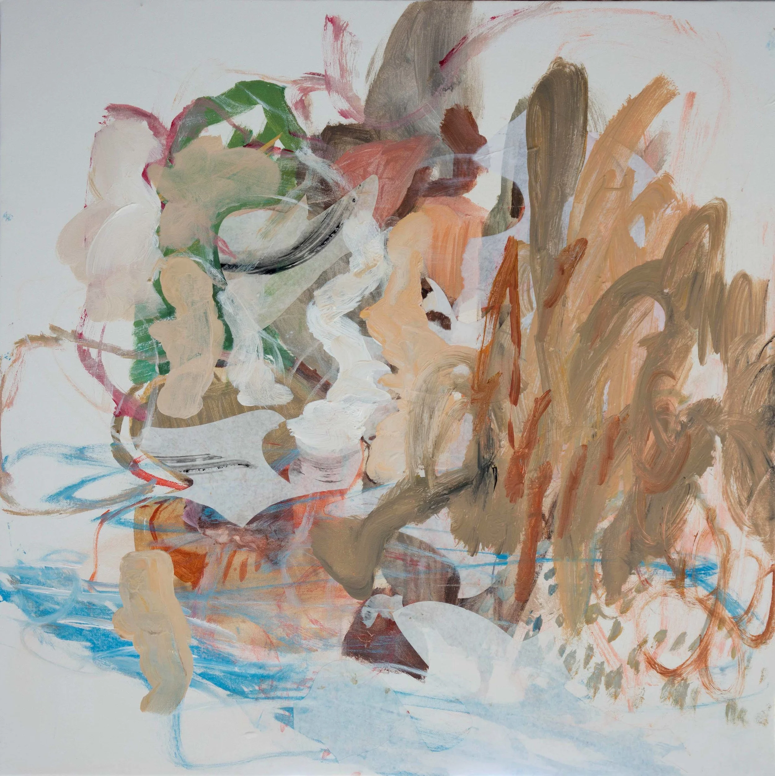 STAGE 4: ciyu creek 38x38" acrylic & collaged paper on canvas