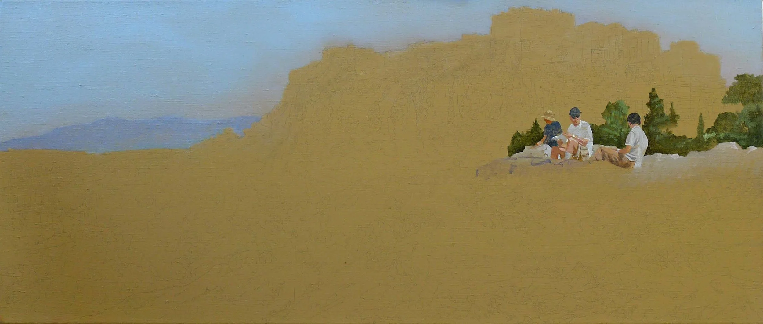 example of an "unfinished" painting of the acropolis with figures. in retrospect, i wish i had left it in this mysterious, surreal state.