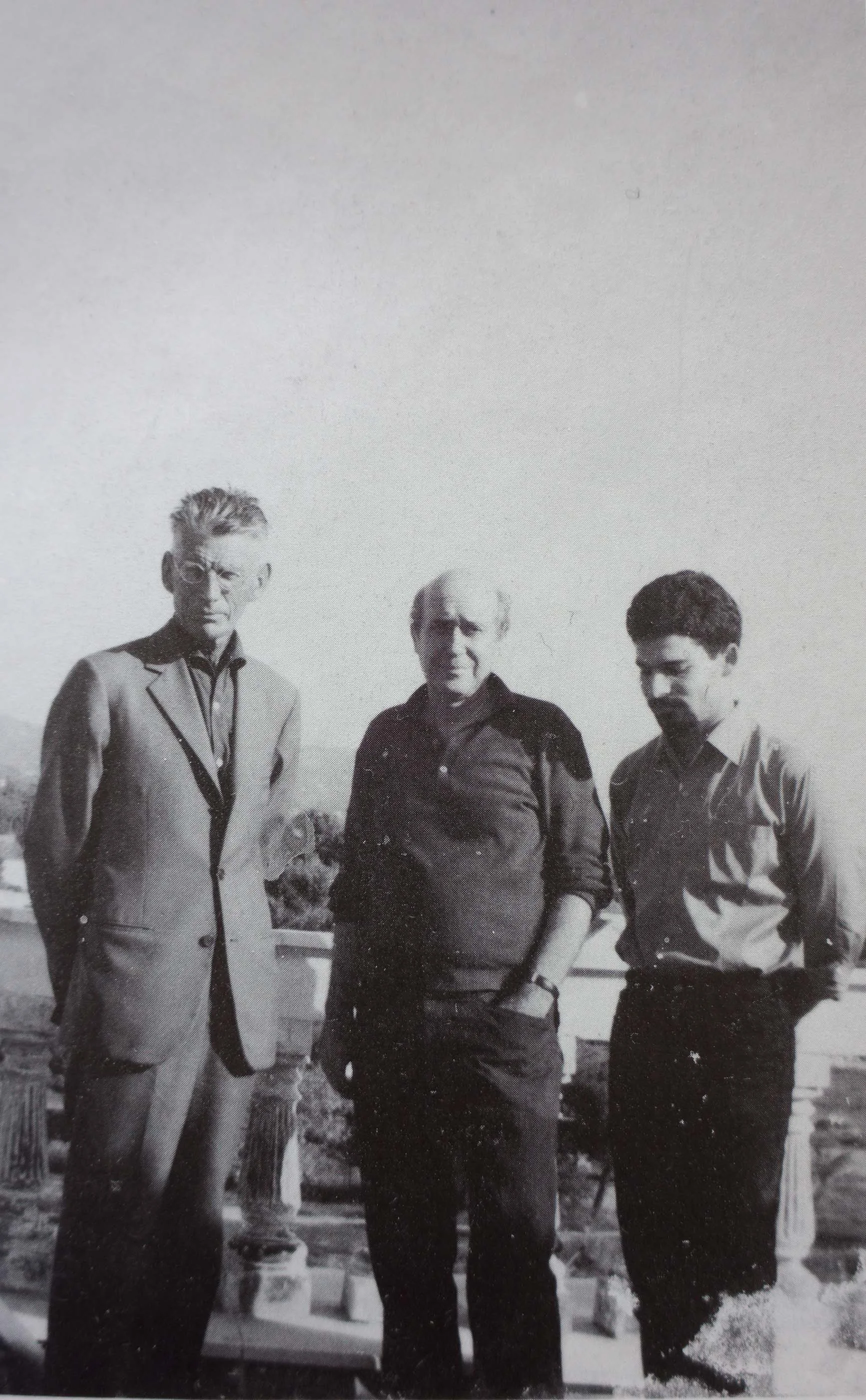 beckett, tsarouchis & tarlow on the roof of tsarouchis' house/studio in maroussi