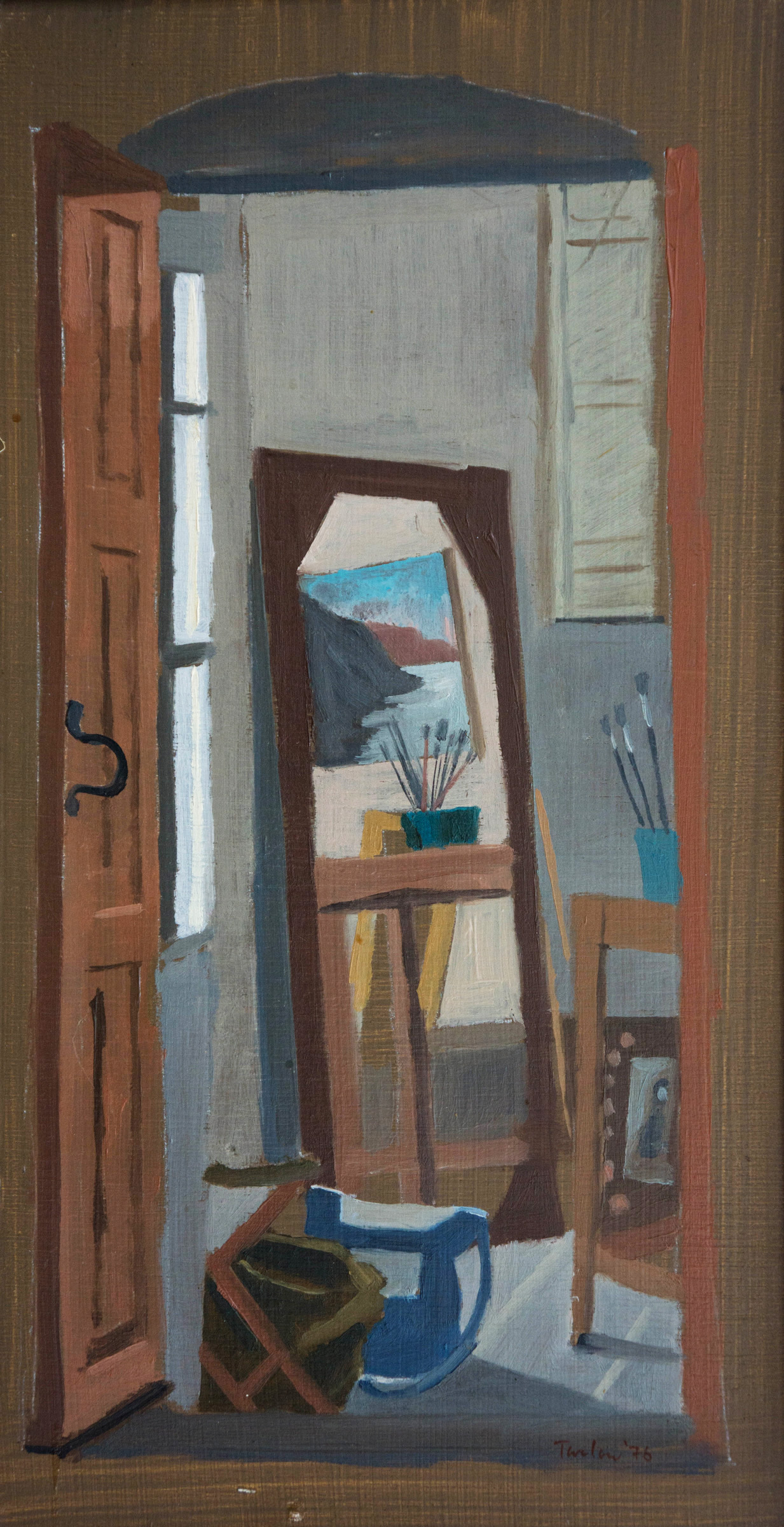 the andros studio 24.5x13cm/33x9.75 oil on board