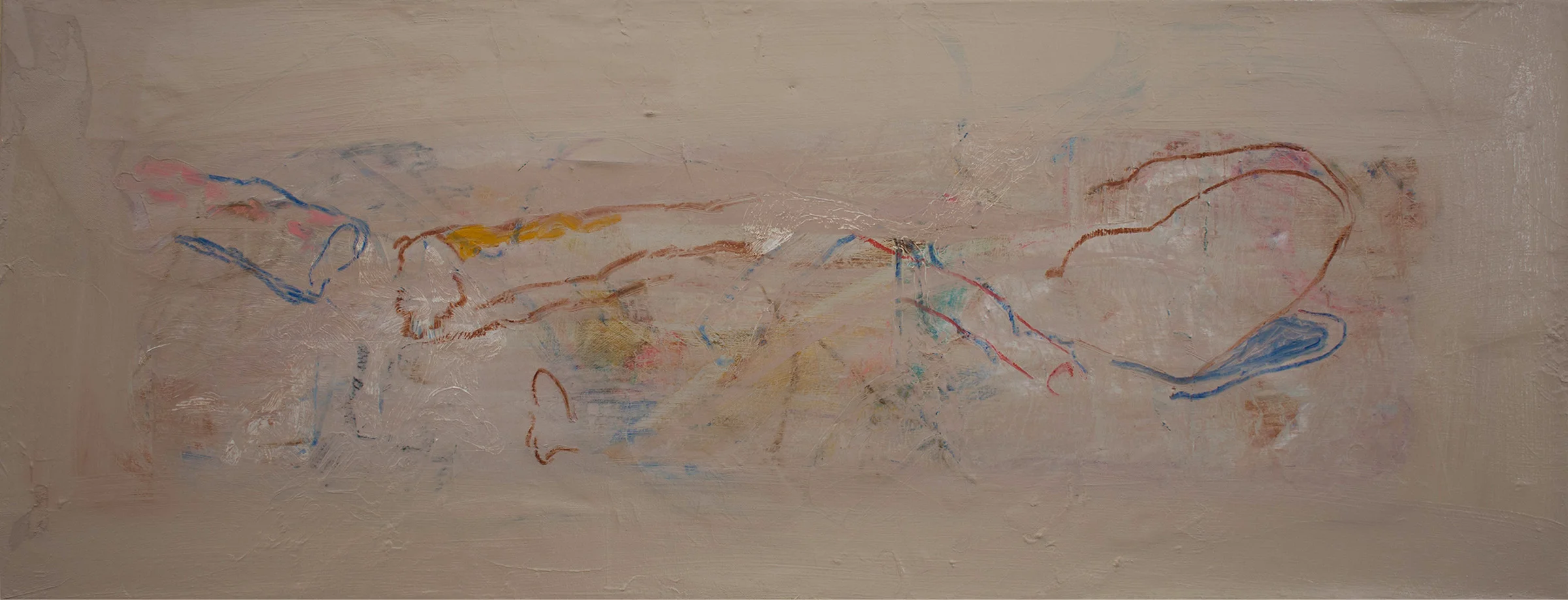 icy creek 18x48” oil & collage on canvas 2017-19