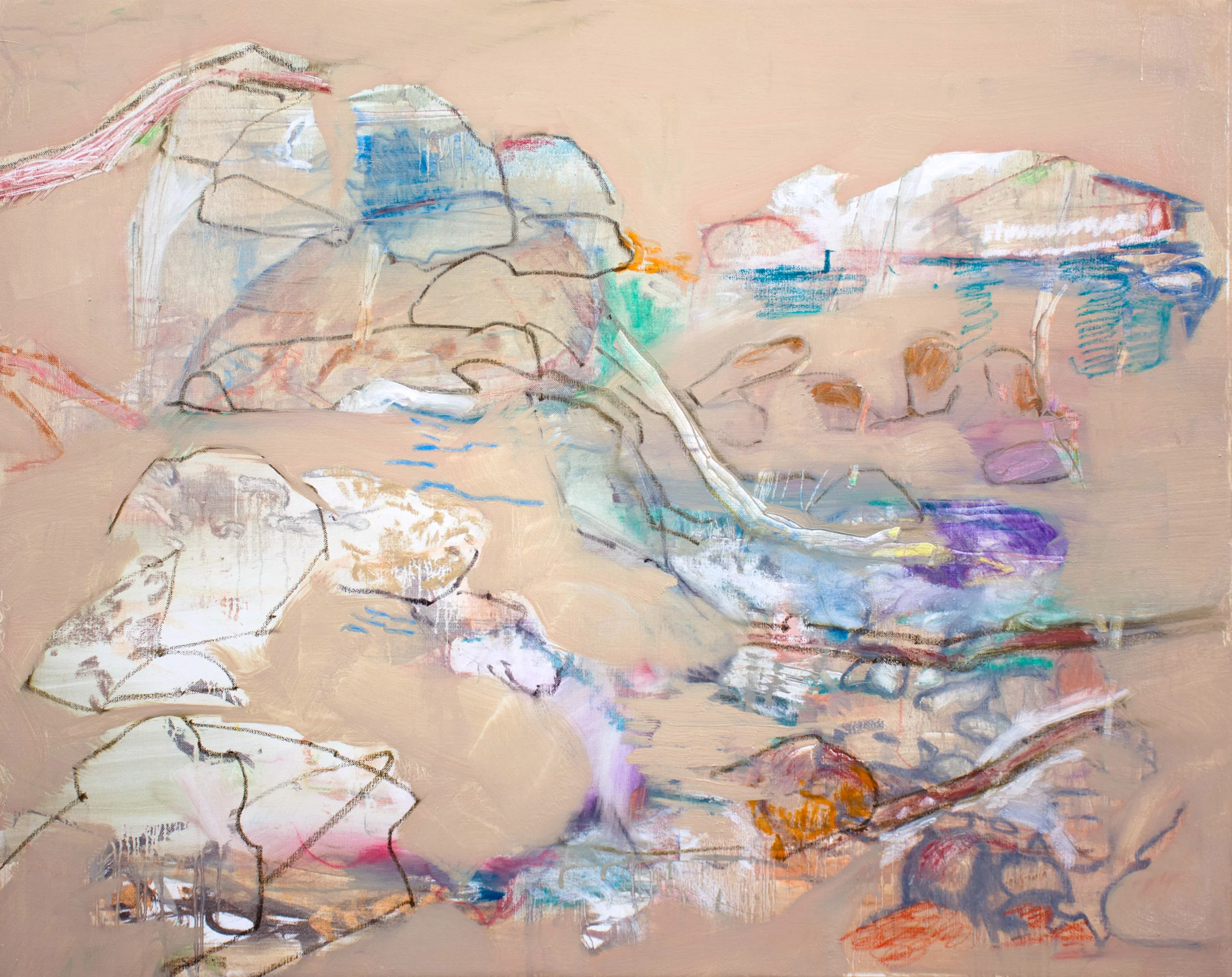 dp creek , 32 x 40” mixed media on linen