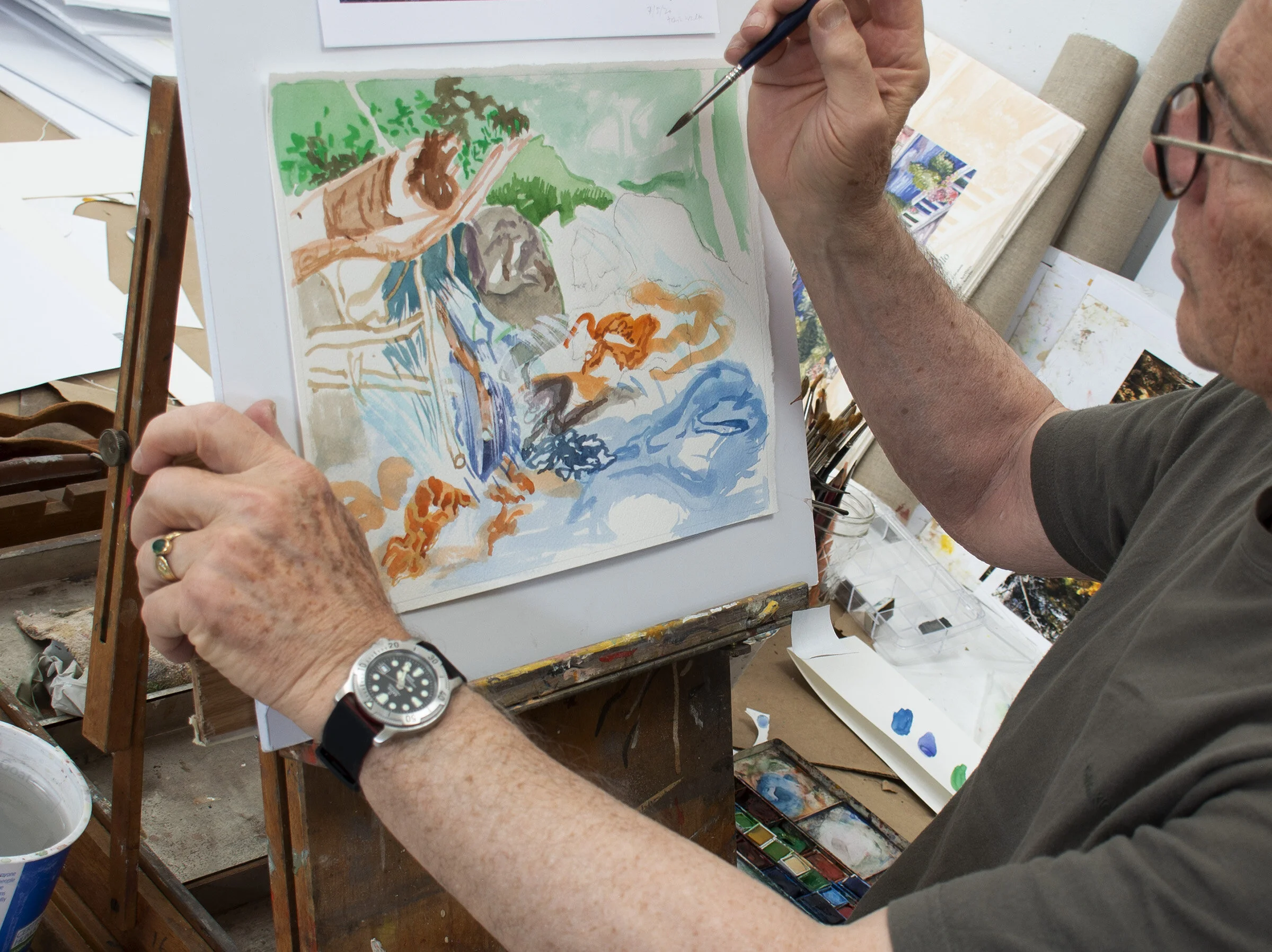 at work on watercolor 105 today