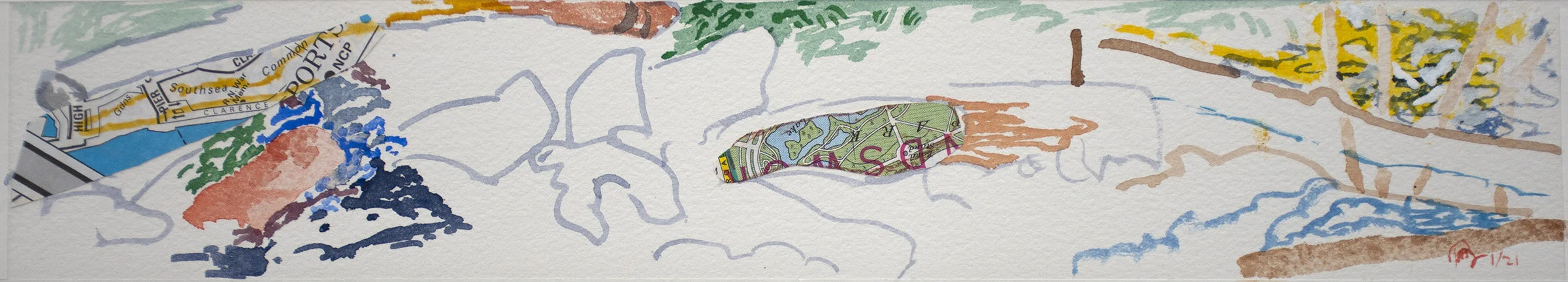  1/26/21 watercolor/collage  