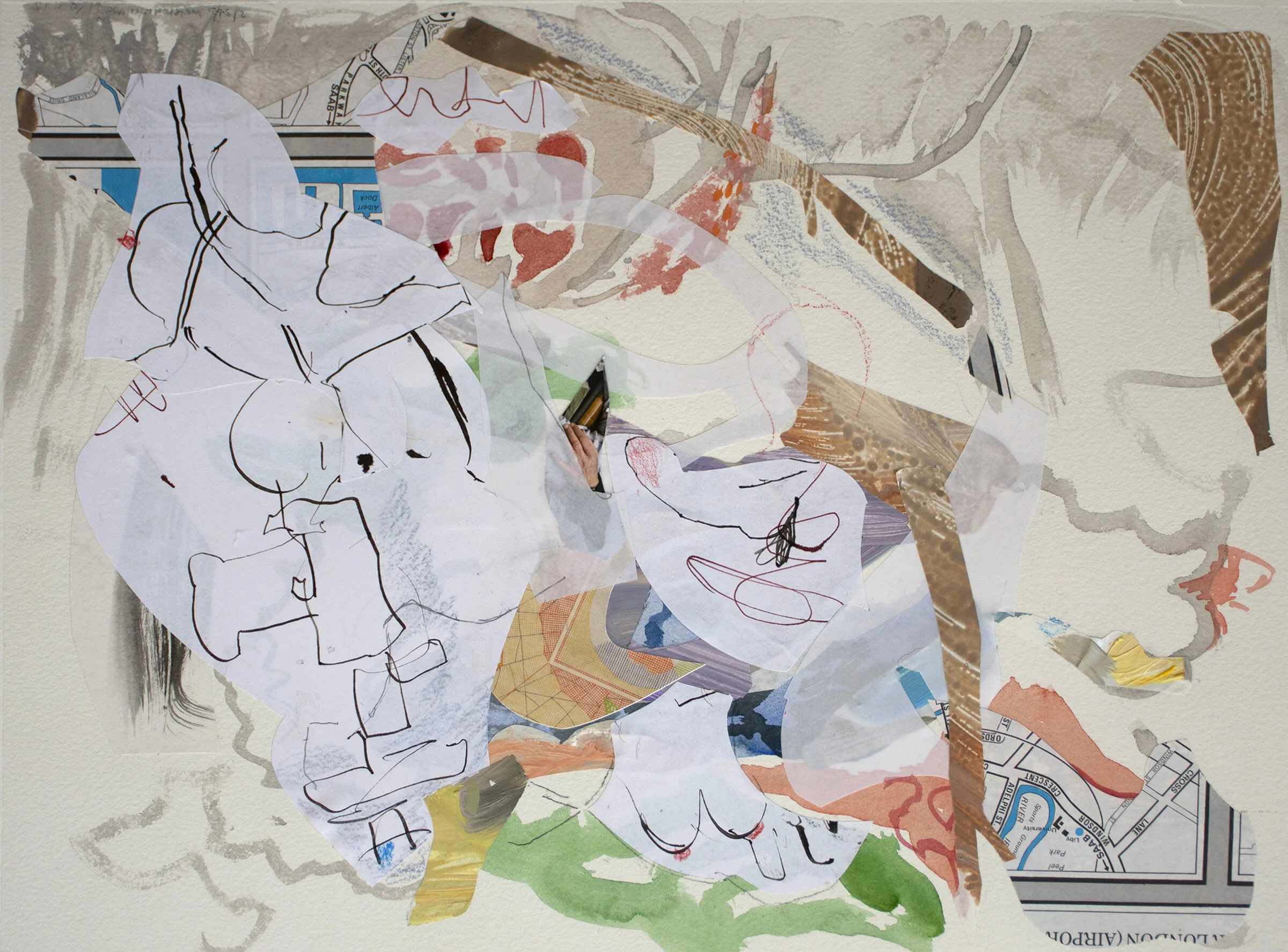   2/6/21 watercolor/collage  