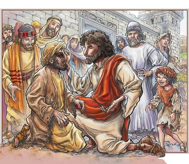 Healing of the blind man. Illustration for children's Sunday school publisher. &bull;
#comicart #kidlitart #comicartist #childrensillustration #jesuschrist #sundayschool