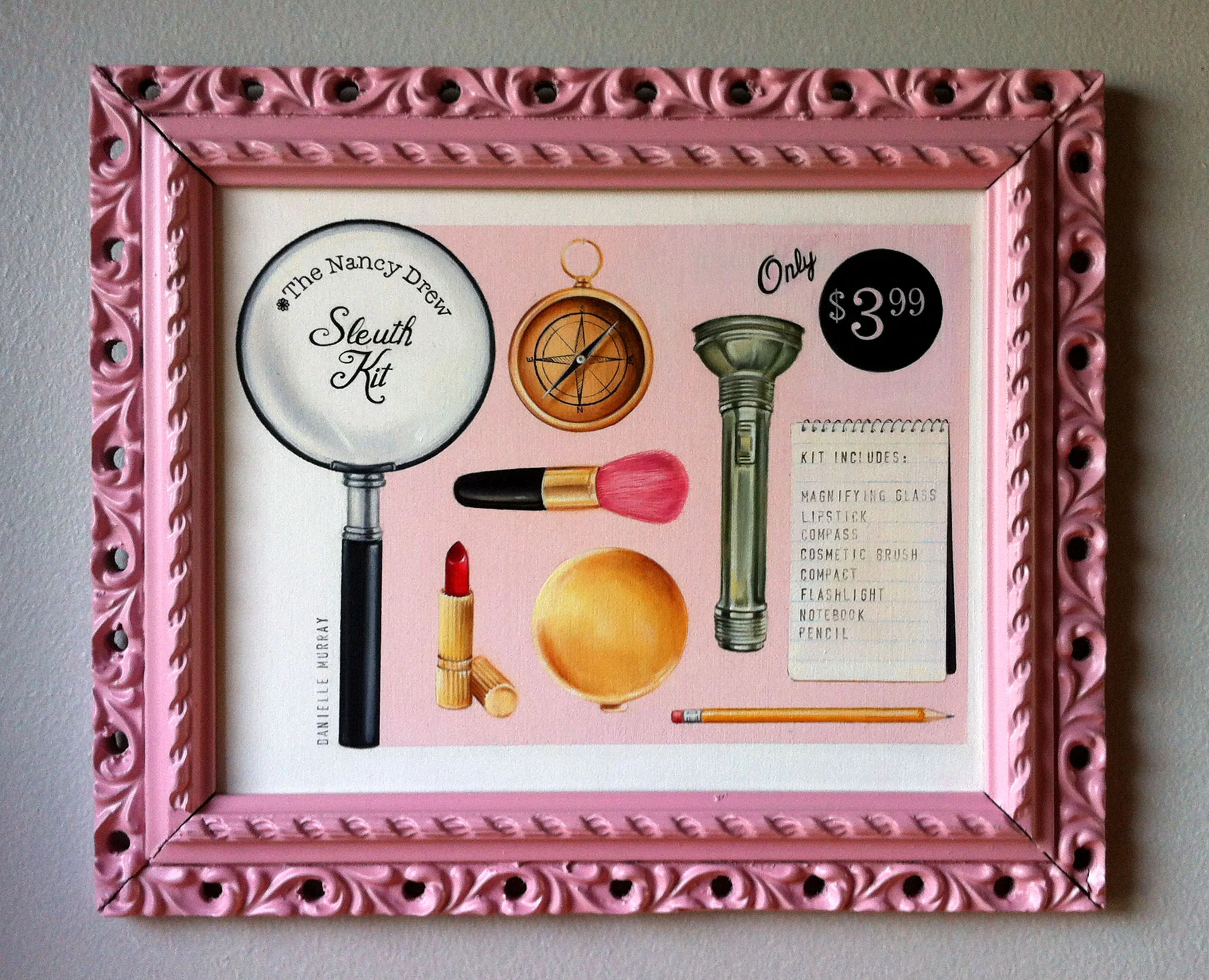 Now You Can Solve Crimes Too! Nancy Drew Sleuth Kit, Faux Advertisement
8 x 10 in. oil on board