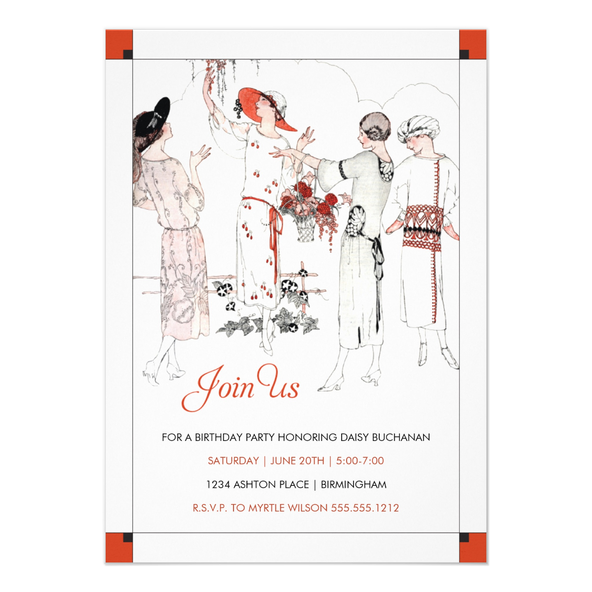 Gatsby Garden Party 5 x 7 invitation