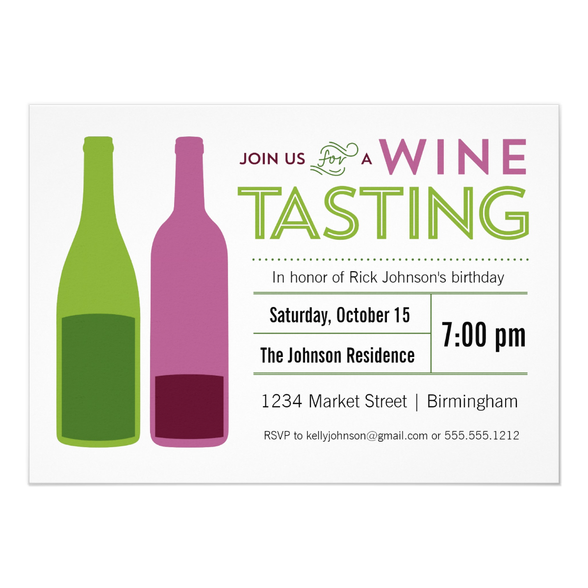 Modern Wine Tasting 5 x 7 Invitation